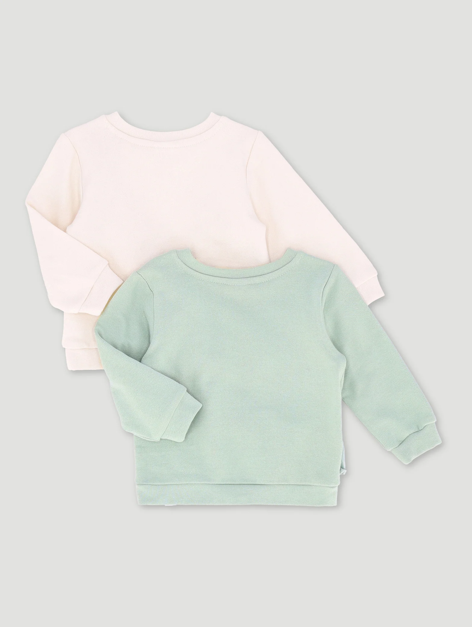 Baby Girls 2 Pack Hearts Brushed Tops - Sage - Image 2