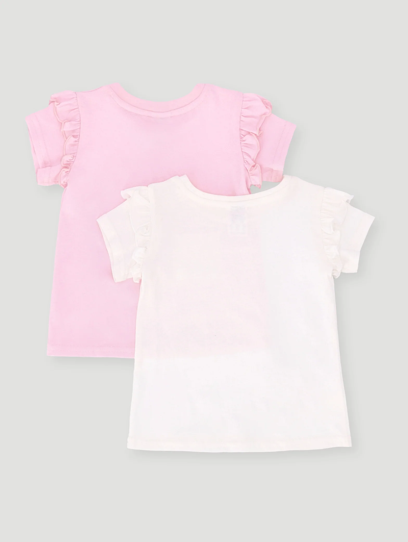 Baby Girls 2 Pack Hello Frill Tee - Dusty Pink - Image 2