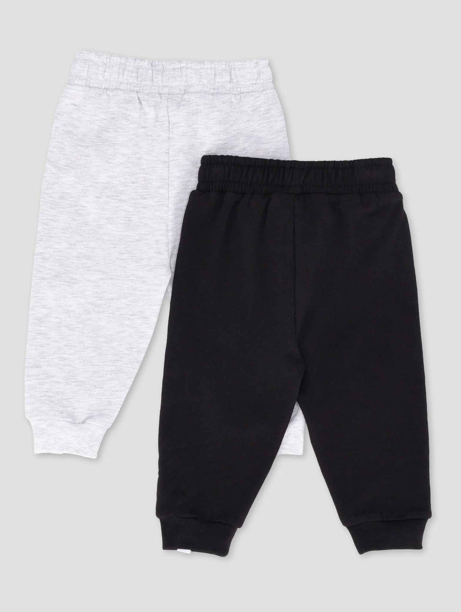 Baby Girls 2 Pack Keep Smiling Colour Block Joggers - Grey Melange/Black - Image 2