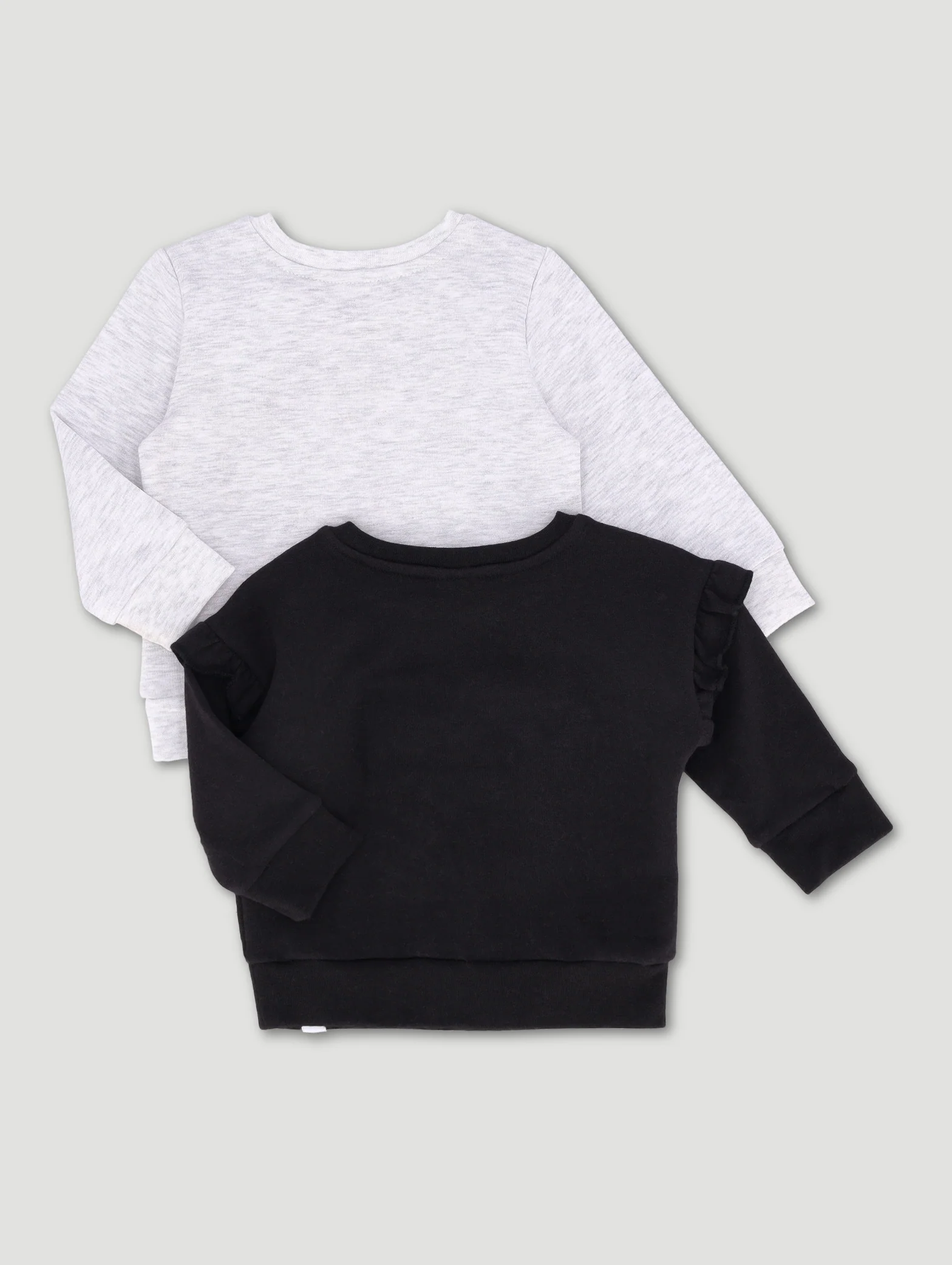 Baby Girls 2 Pack Keep Smiling Sweat Tops - Grey Melange/Black - Image 2