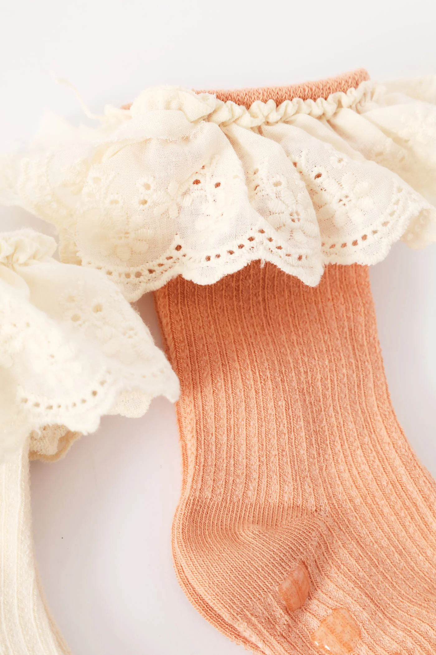 Baby Girls 2 Pack Knee High Frill Socks - Brown - Image 2