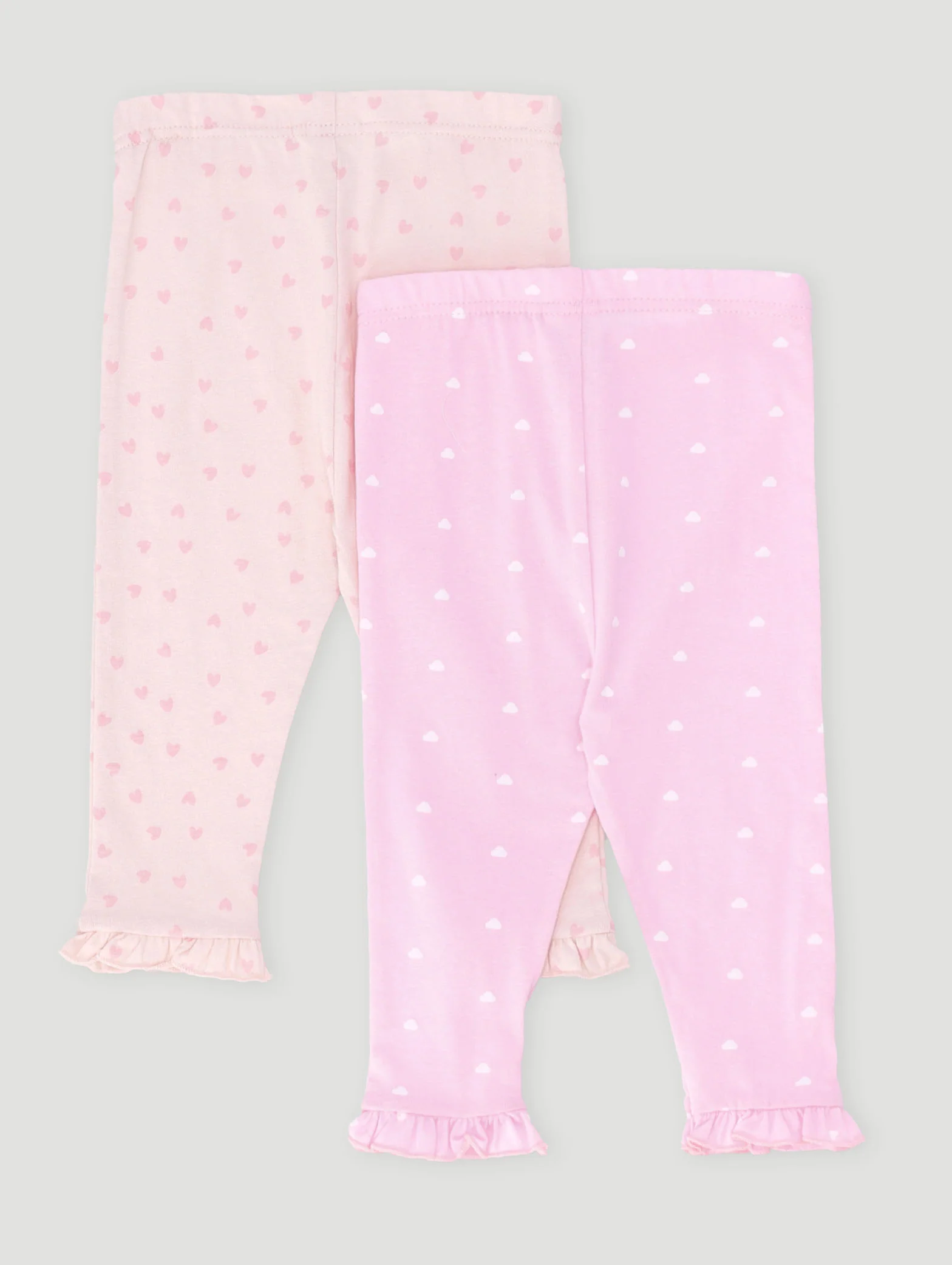 Baby Girls 2 Pack Knit Legging - Dusty Pink - Image 2