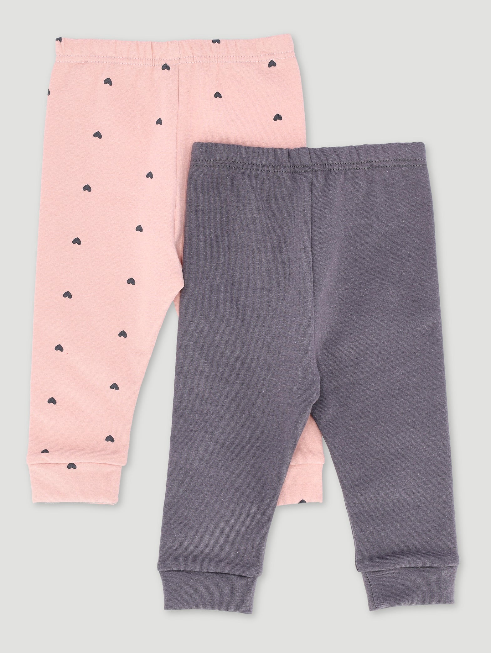 Baby Girls 2 Pack Leggings - Marble Charcoal - Image 2