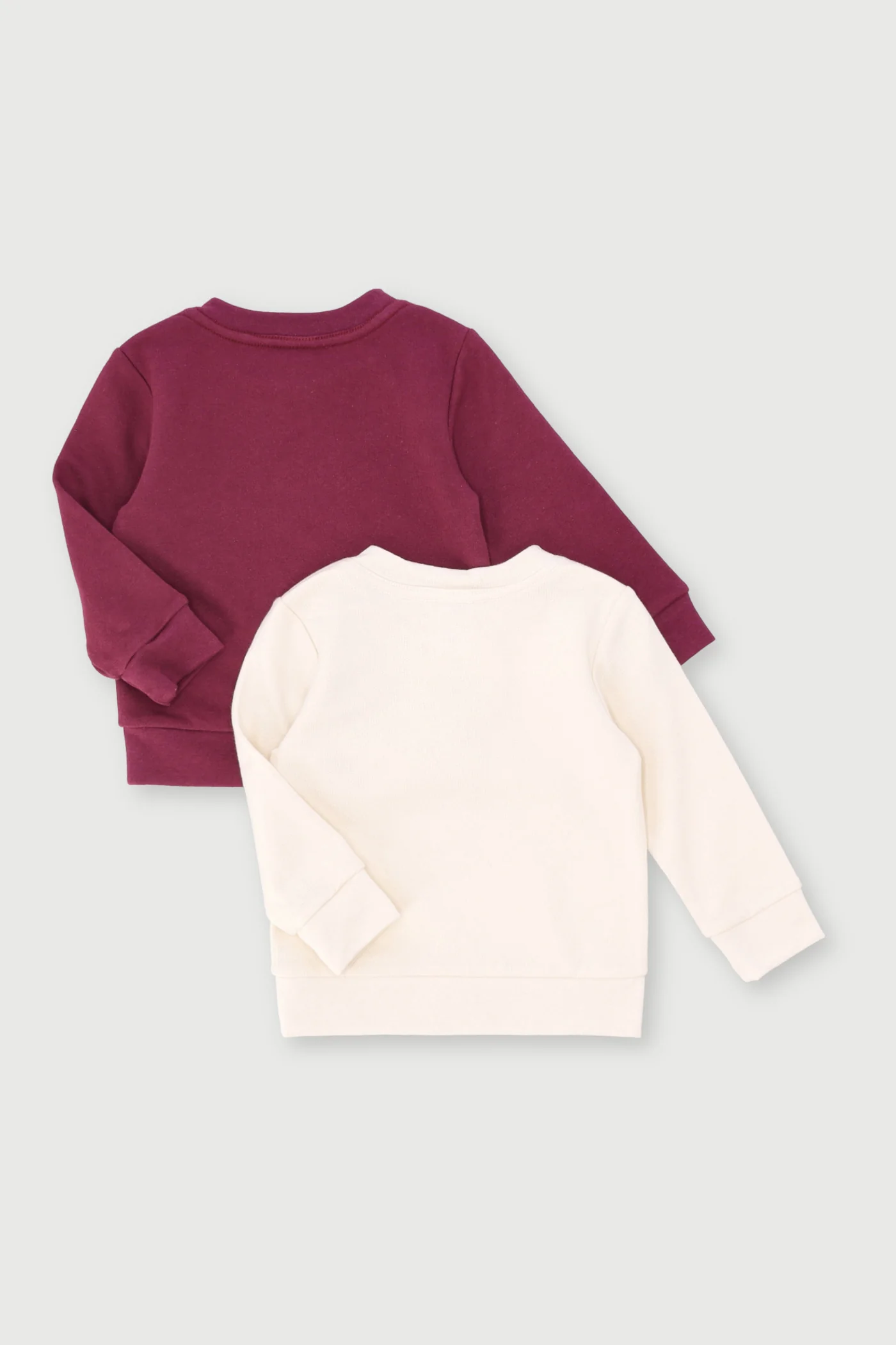 Baby Girls 2 Pack Long Sleeve Plain Strech Fleece Top - Grape - Image 2
