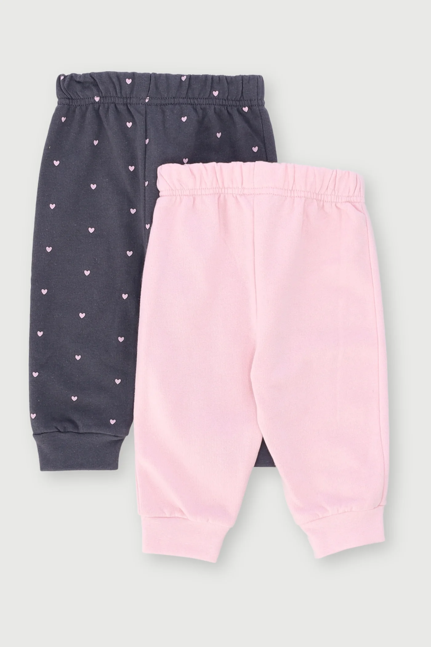 Baby Girls 2 Pack Ma Cherie Joggers - Charcoal/Pink - Image 3