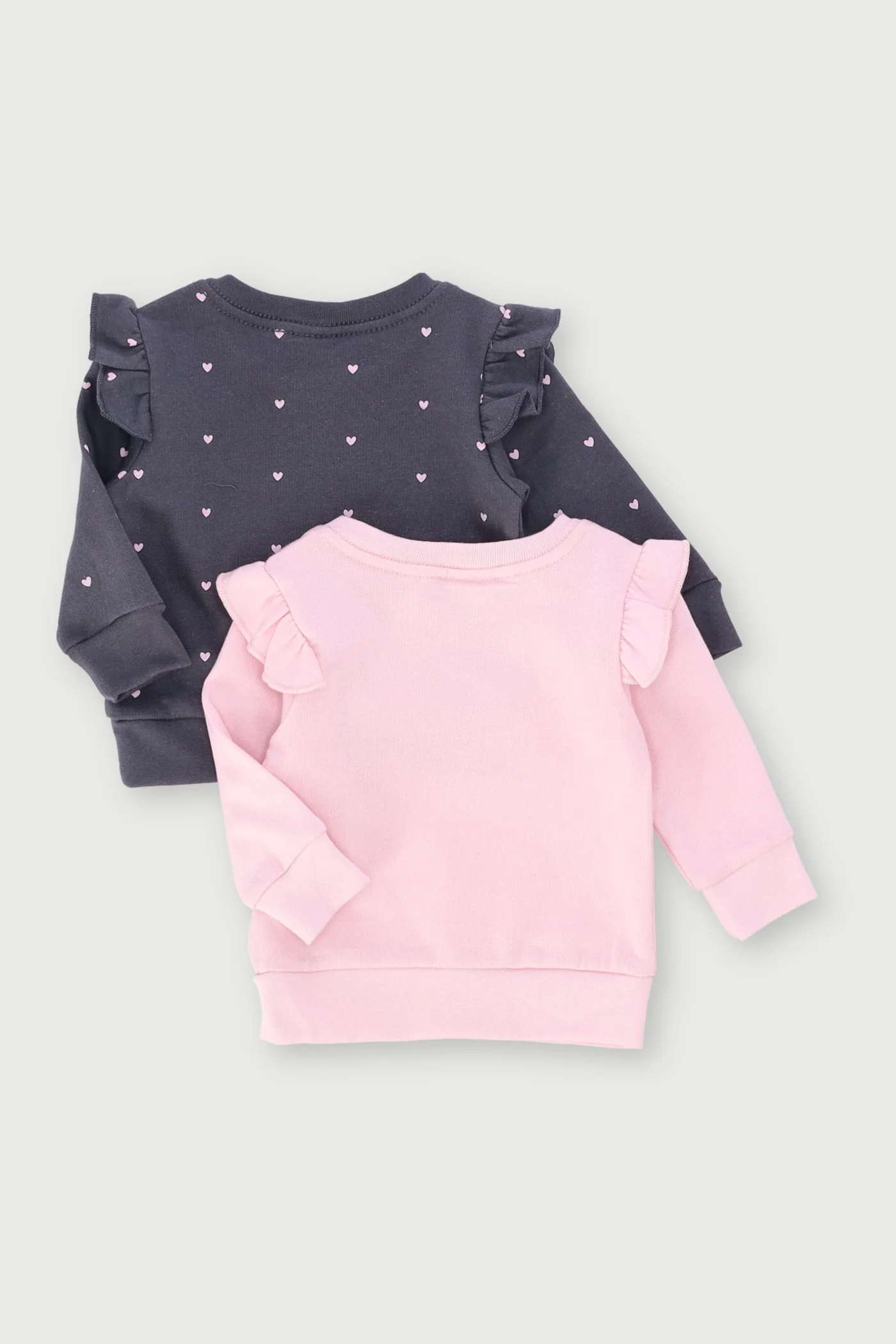 Baby Girls 2 Pack Ma Cherie Sweat Top - Charcoal/Pink - Image 2