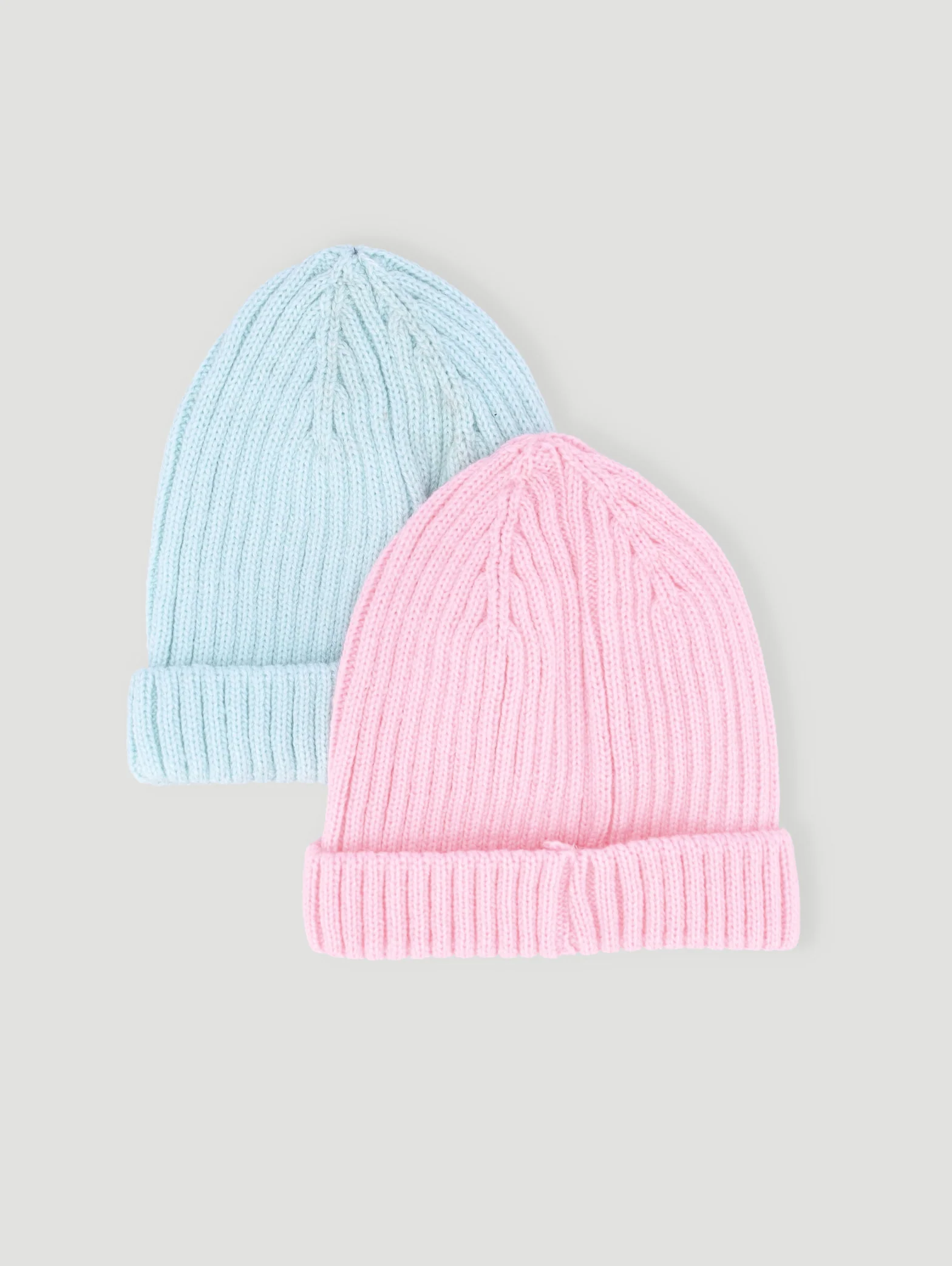 Baby Girls 2 Pack Mini Princess Beanie - Sage/Pink - Image 3