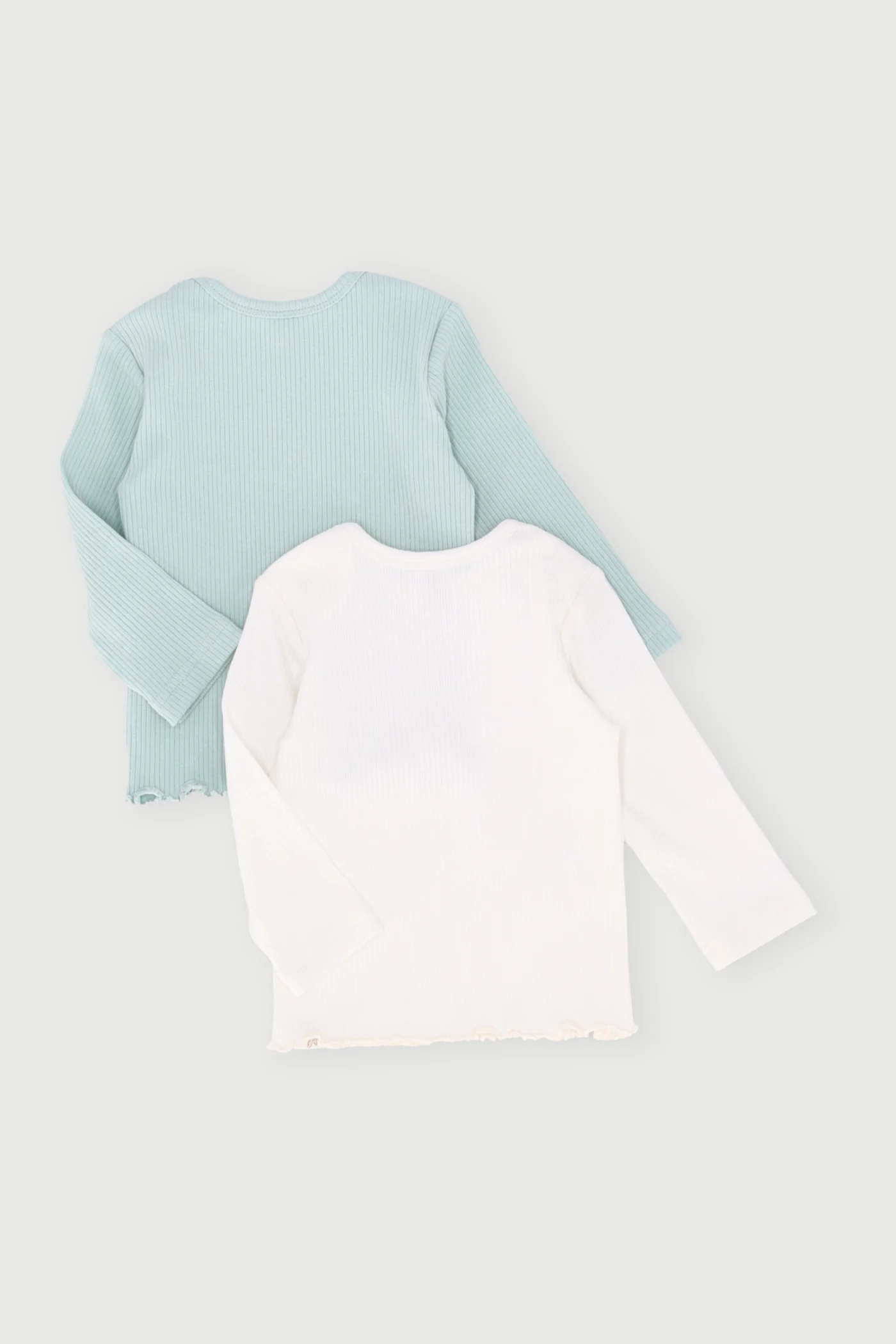Baby Girls 2 Pack Ribbed Top - Sage - Image 2