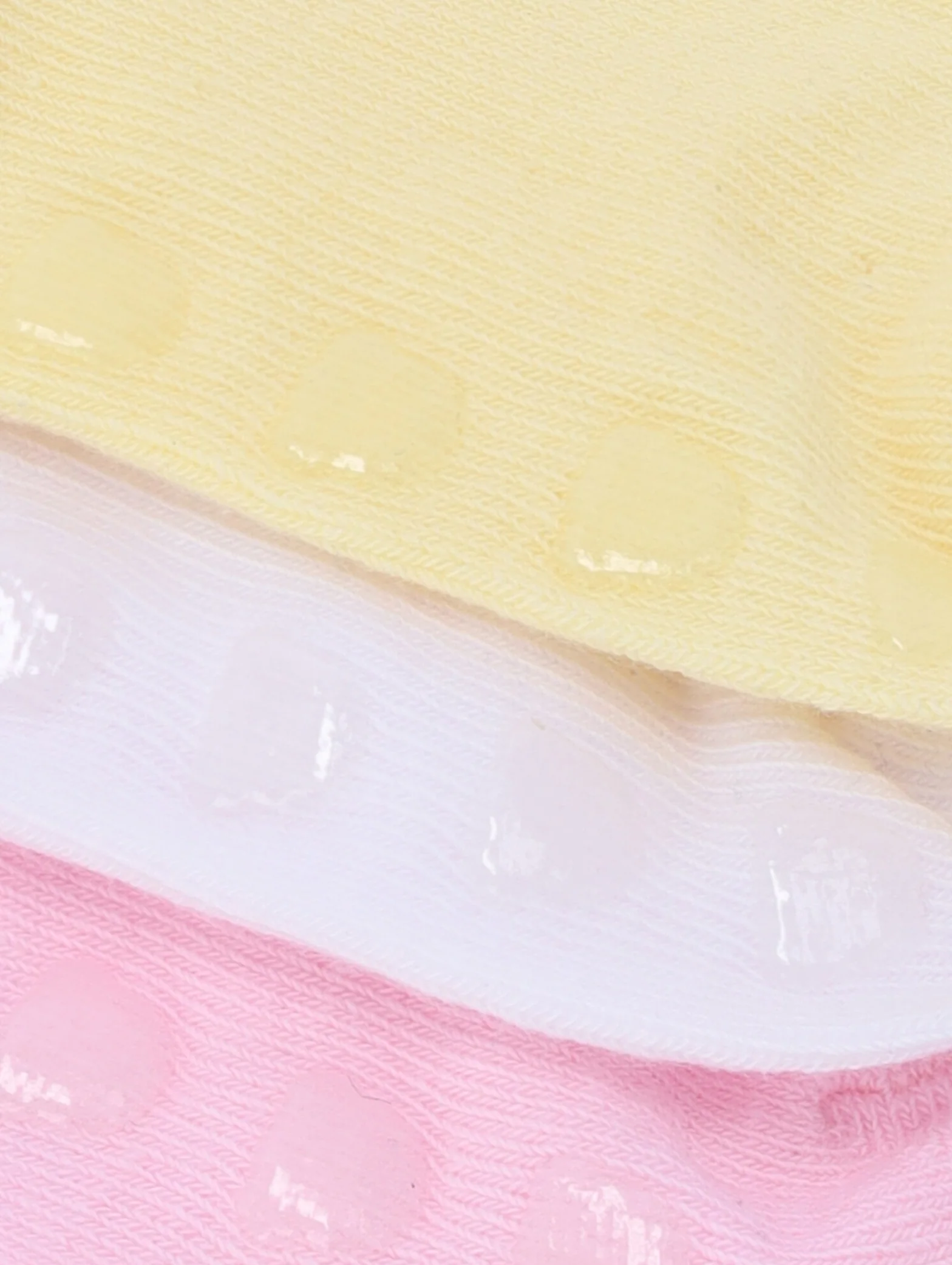 Baby Girls 3 Pack Cherry Lettuce Hem Cotton Socks - Dusty Pink/White/Yellow - Image 2