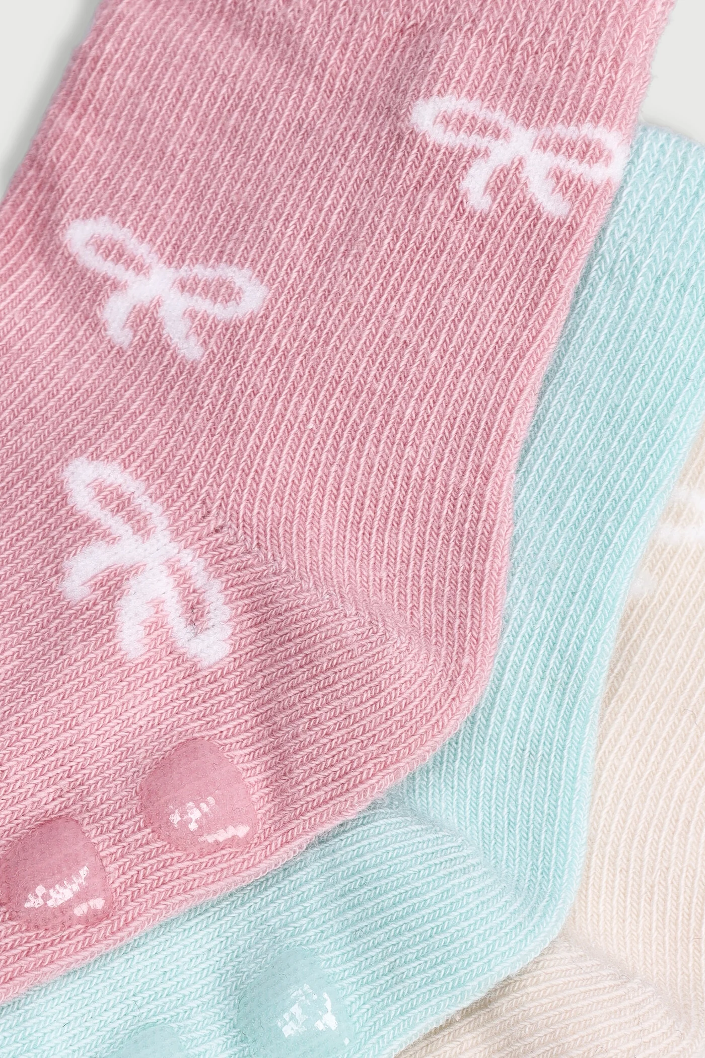 Baby Girls 3 Pack Cotton Bow Socks - Sage - Image 2