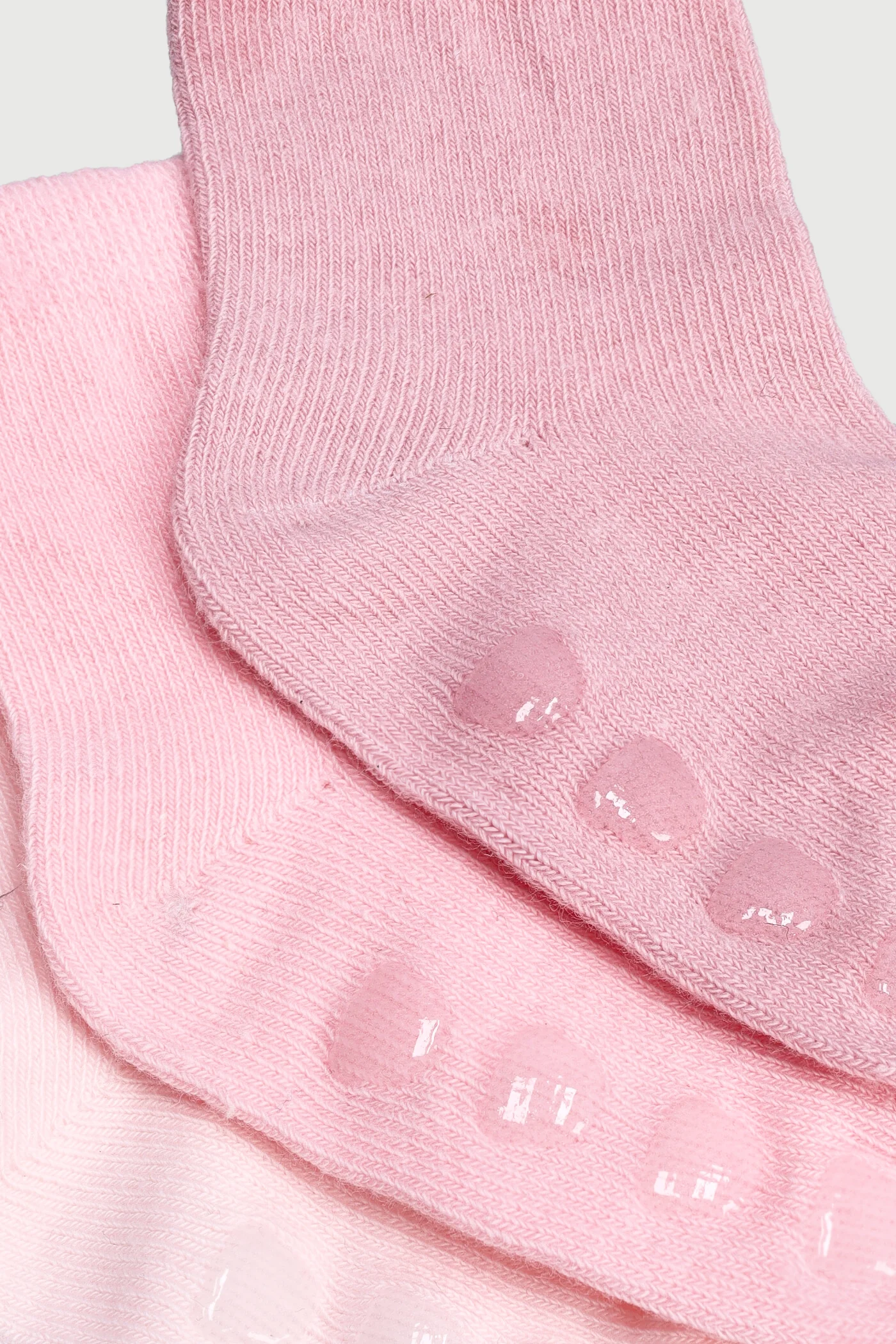 Baby Girls 3 Pack Cotton Plain Textured Socks - Pink - Image 2