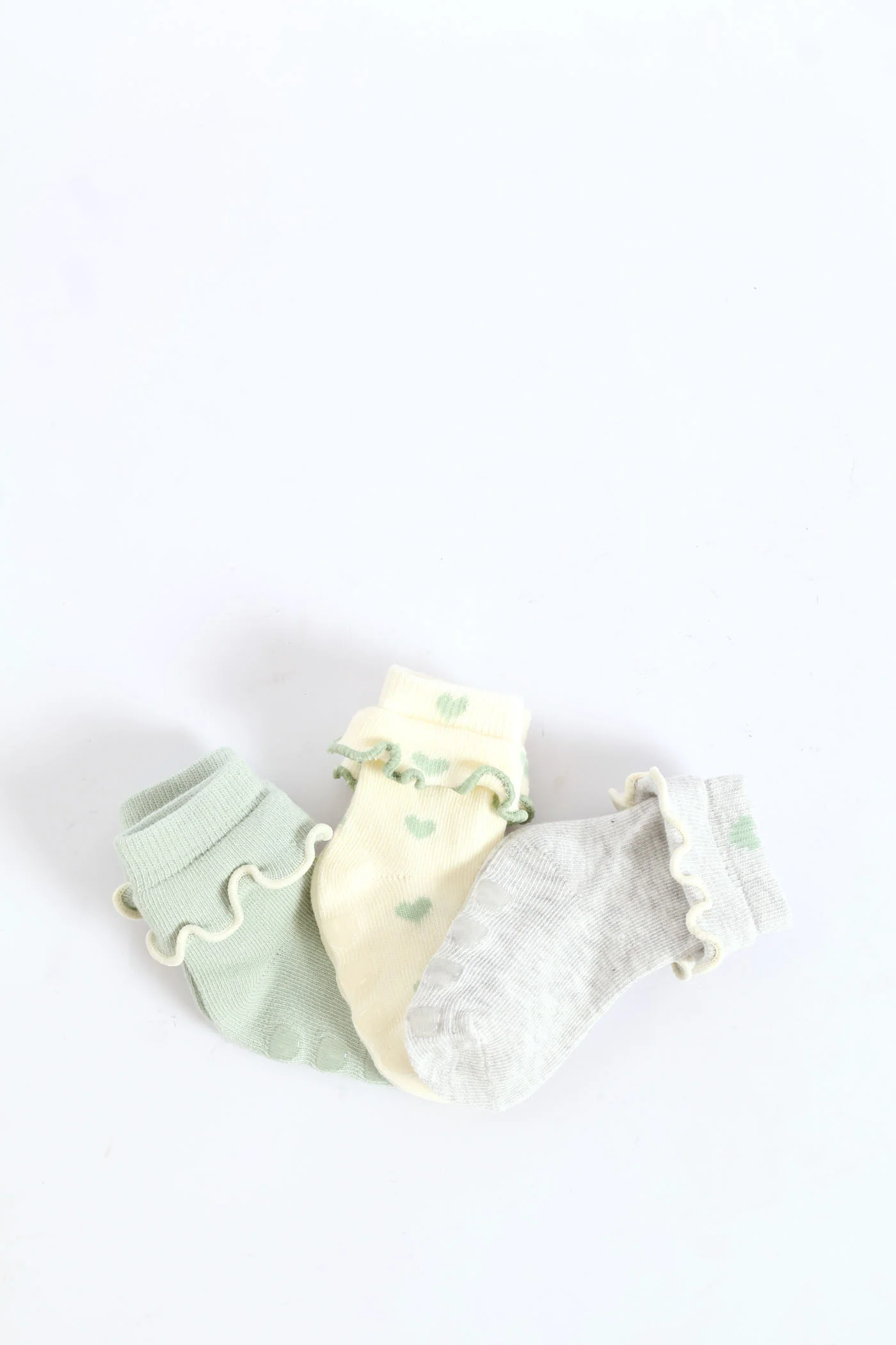 Baby Girls 3 Pack Cotton Print Socks - Sage - Image 3