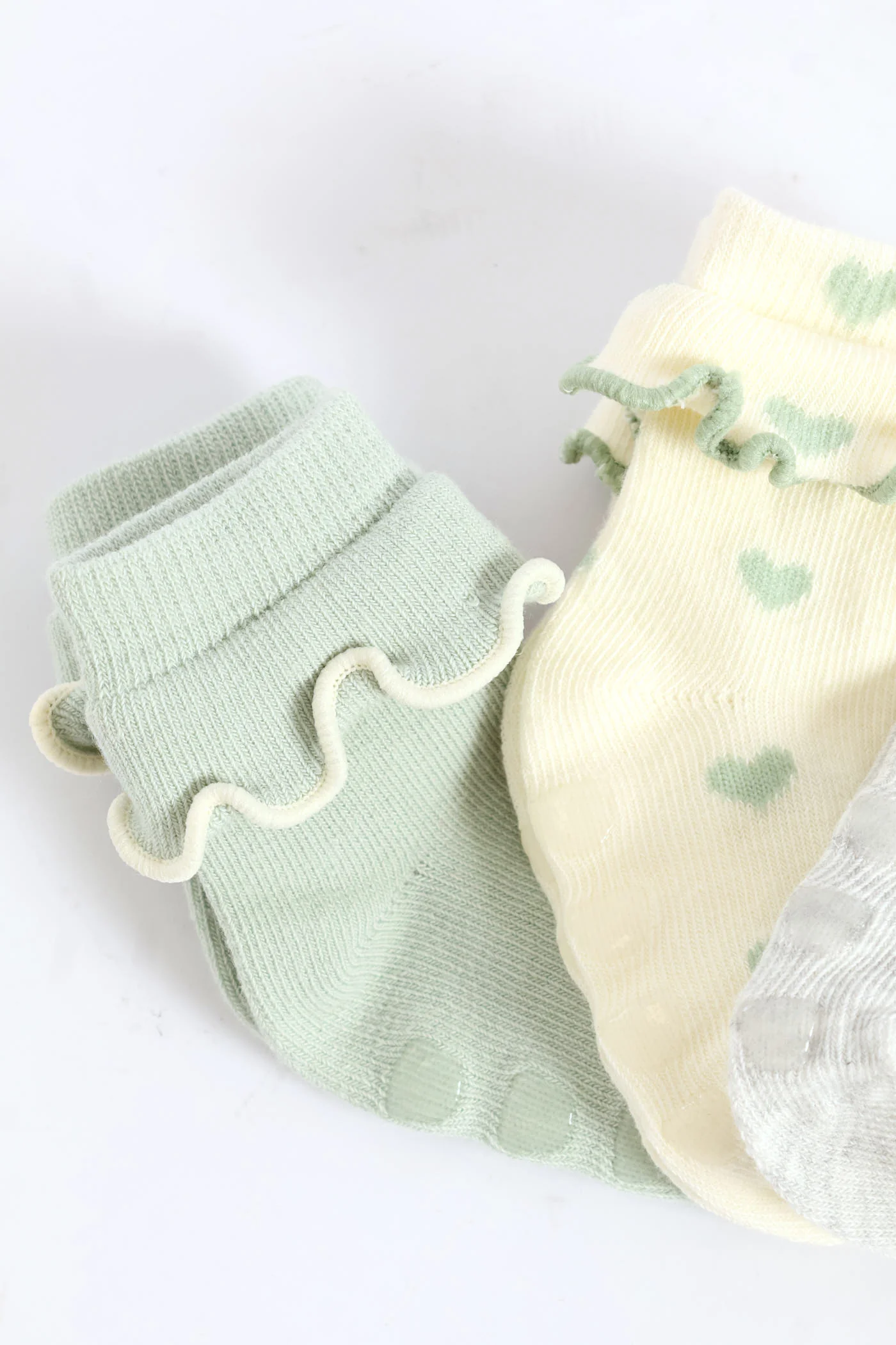 Baby Girls 3 Pack Cotton Print Socks - Sage - Image 4
