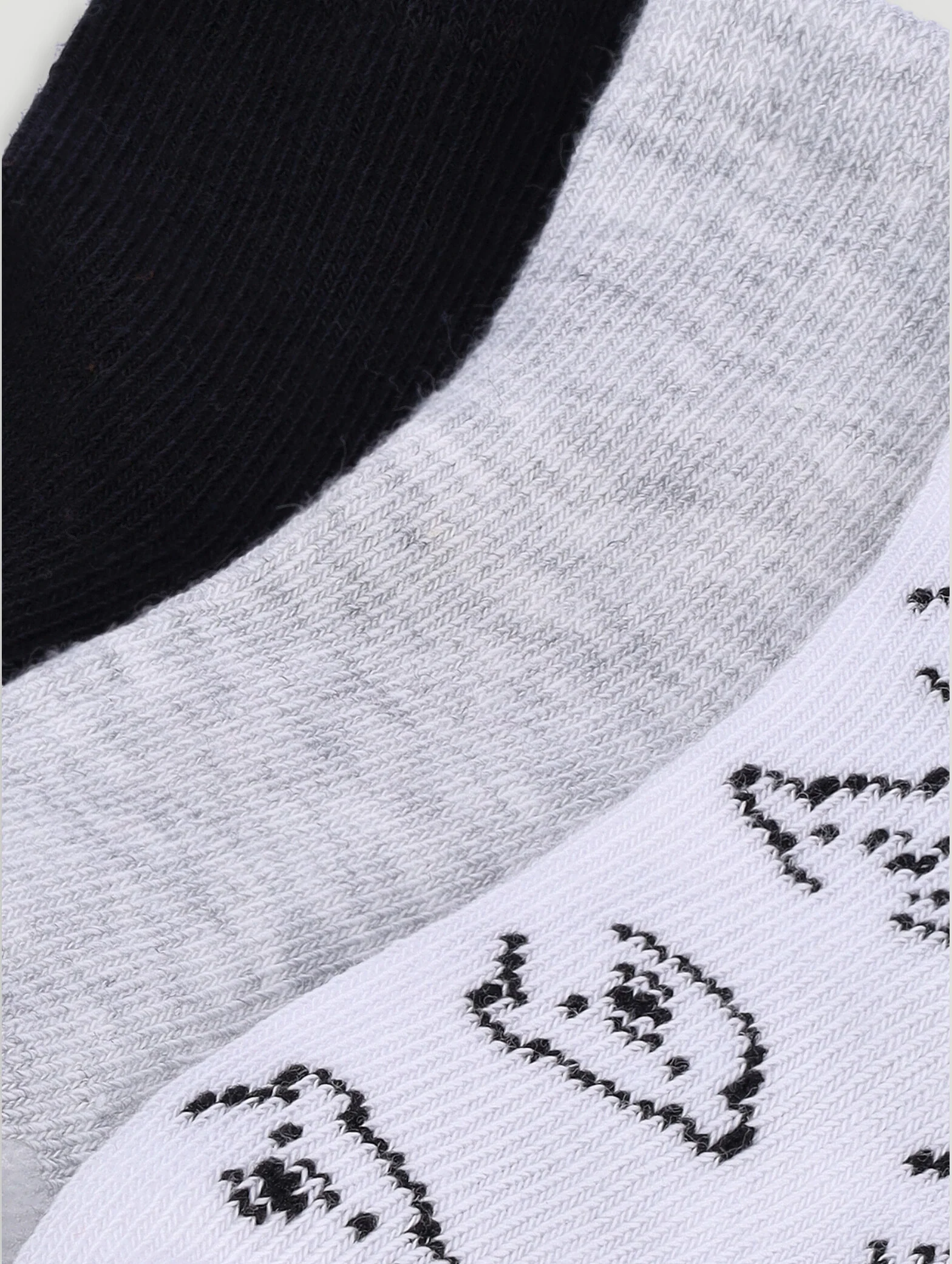 Baby Girls 3 Pack Cotton Socks - Black/White/Grey - Image 2