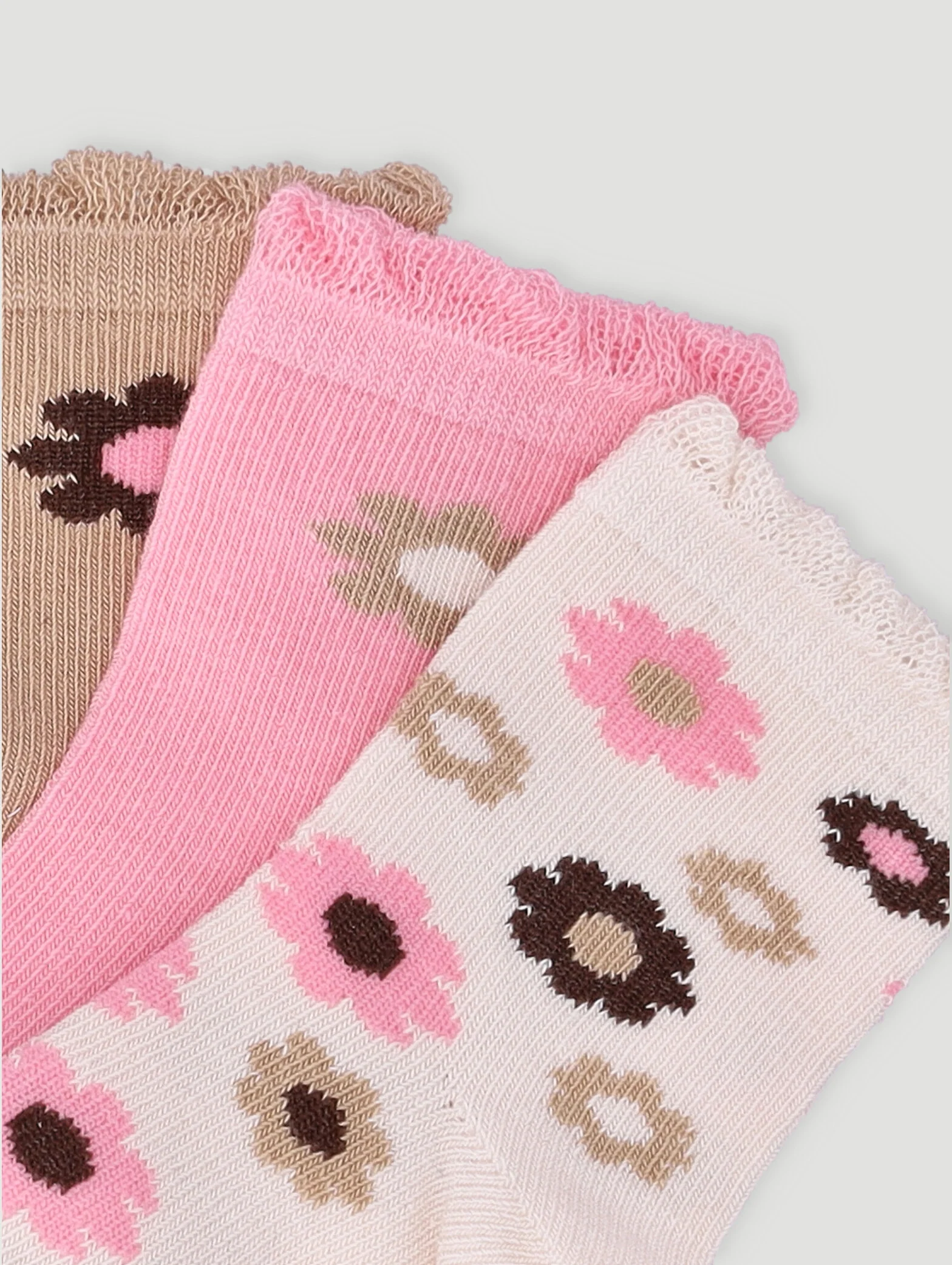 Baby Girls 3 Pack Daisy Cotton Socks - Cream/Yellow/White - Image 3