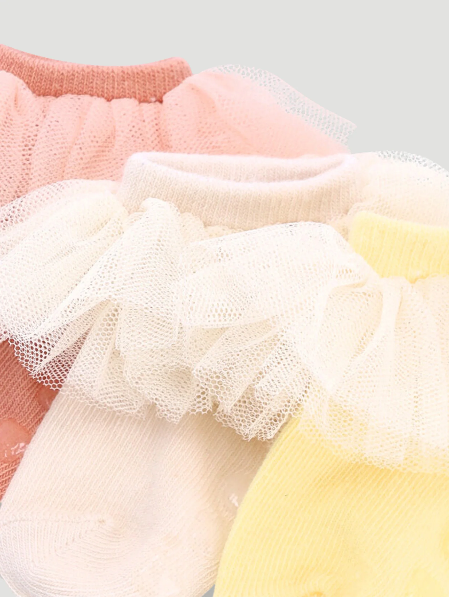 Baby Girls 3 Pack Frill & Bow Cotton Socks - Cream - Image 2