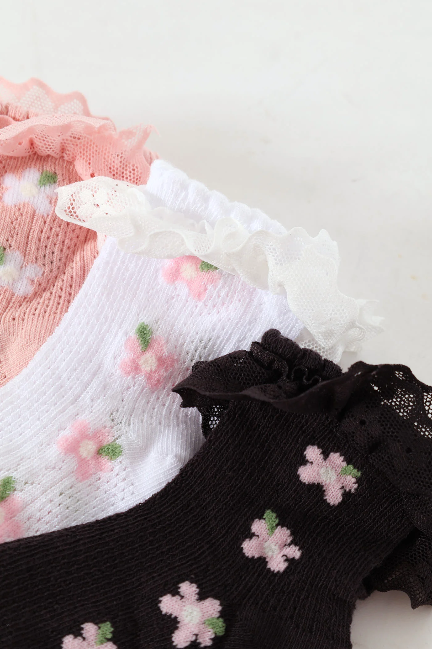 Baby Girls 3 Pack Pastels Ruffled Cotton Socks - Multi - Image 2