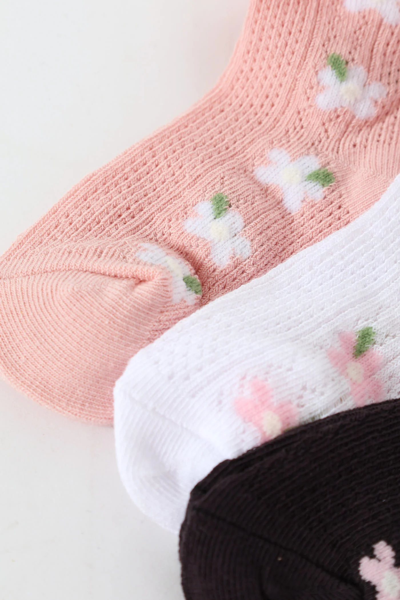 Baby Girls 3 Pack Pastels Ruffled Cotton Socks - Multi - Image 3