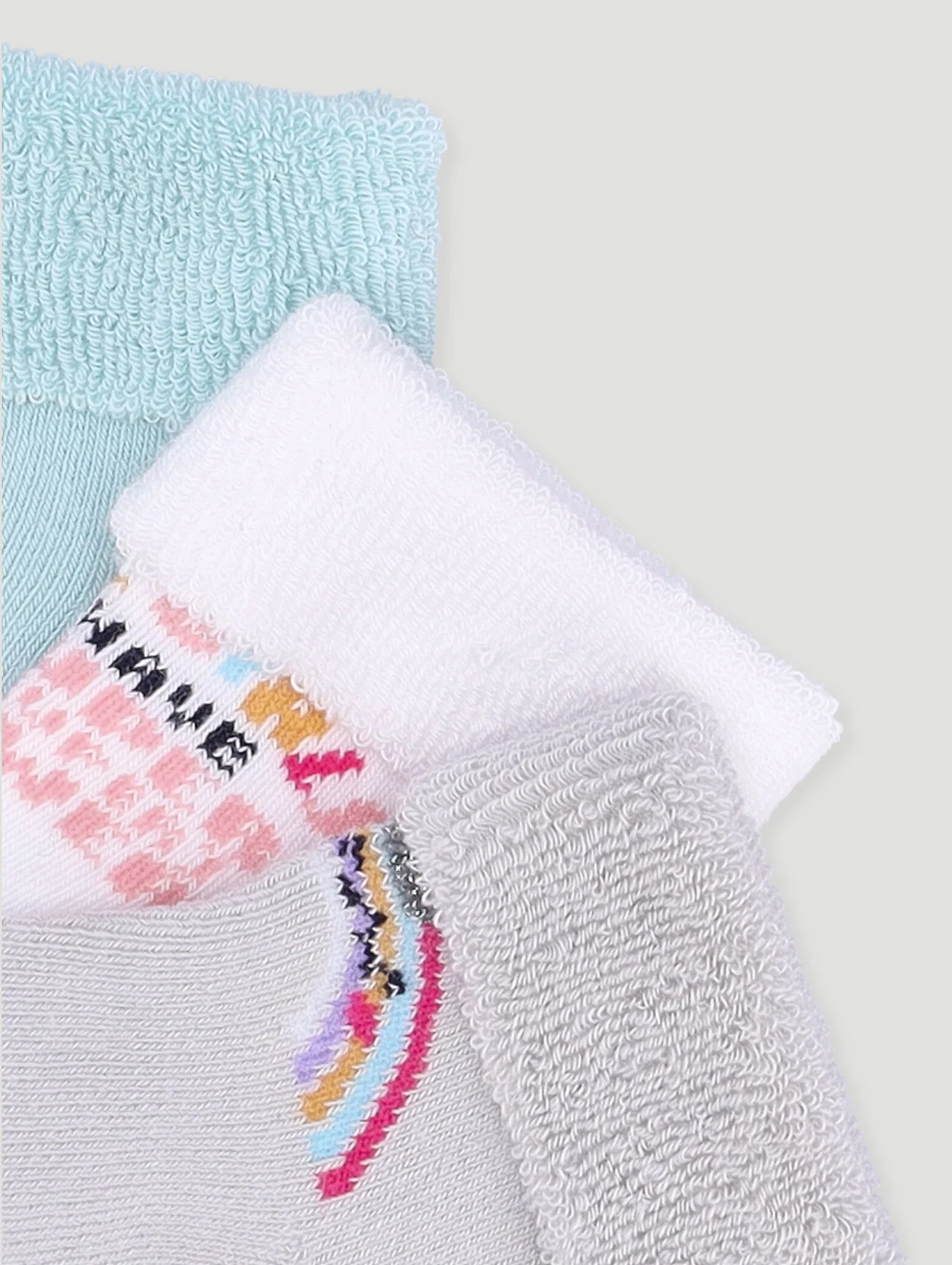 Baby Girls 3 Pack Towelling Socks - Aqua - Image 2