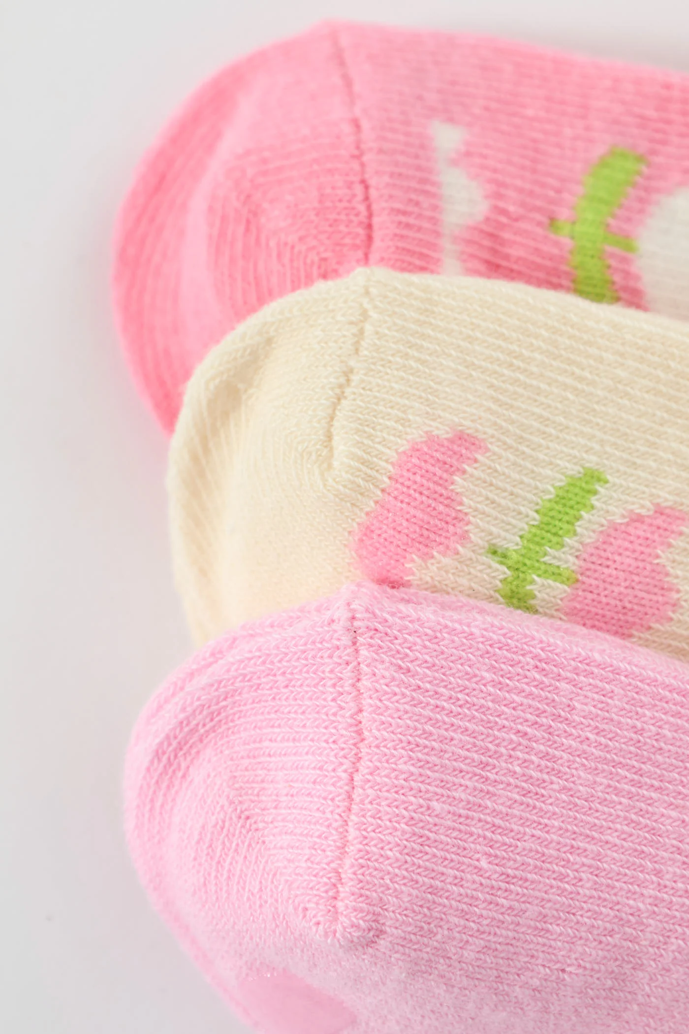 Baby Girls 3 Pack Tulip Cotton Socks - Cream/Pink - Image 3