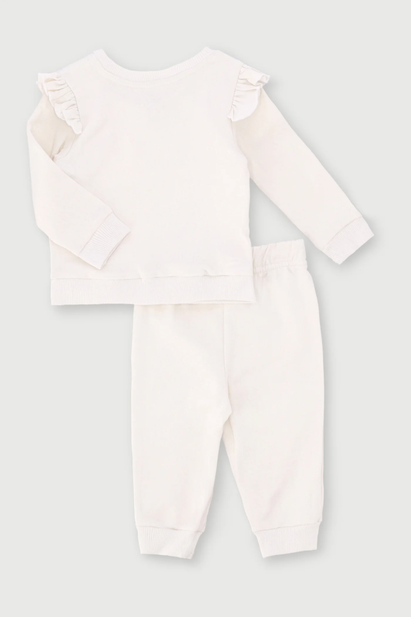 Baby Girls 3D Flower Tracksuit - Cream - Image 2