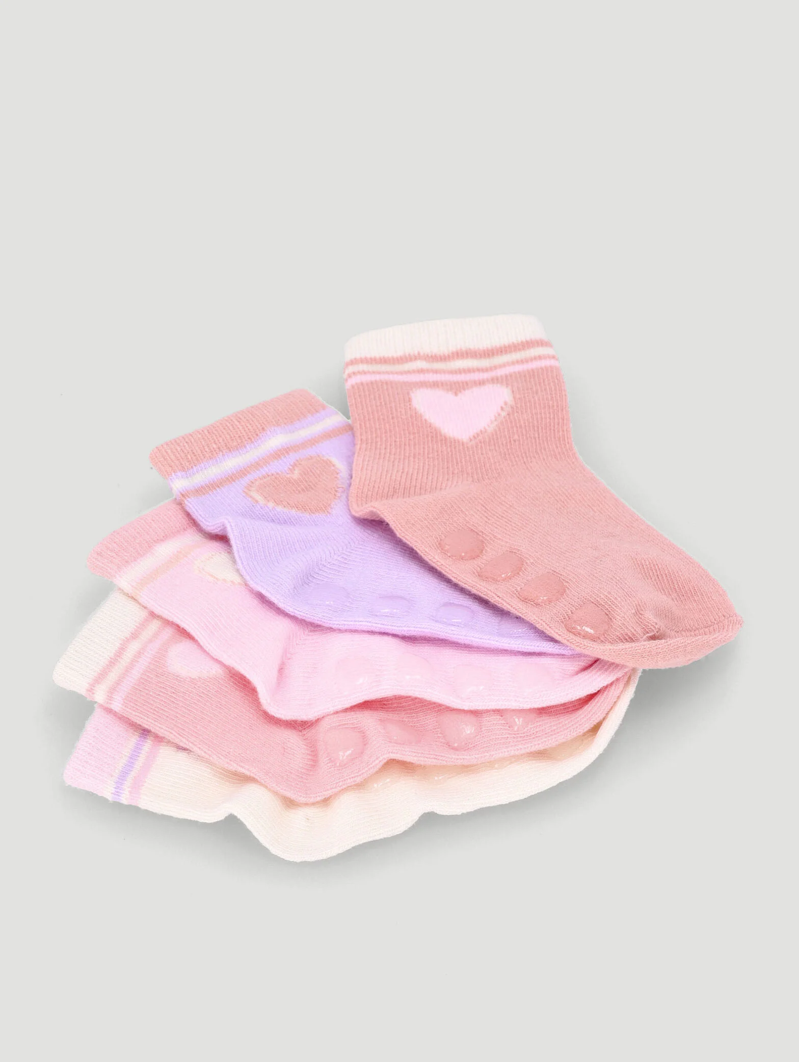 Baby Girls 5 Pack Cotton Hearts Socks - Multi - Image 2