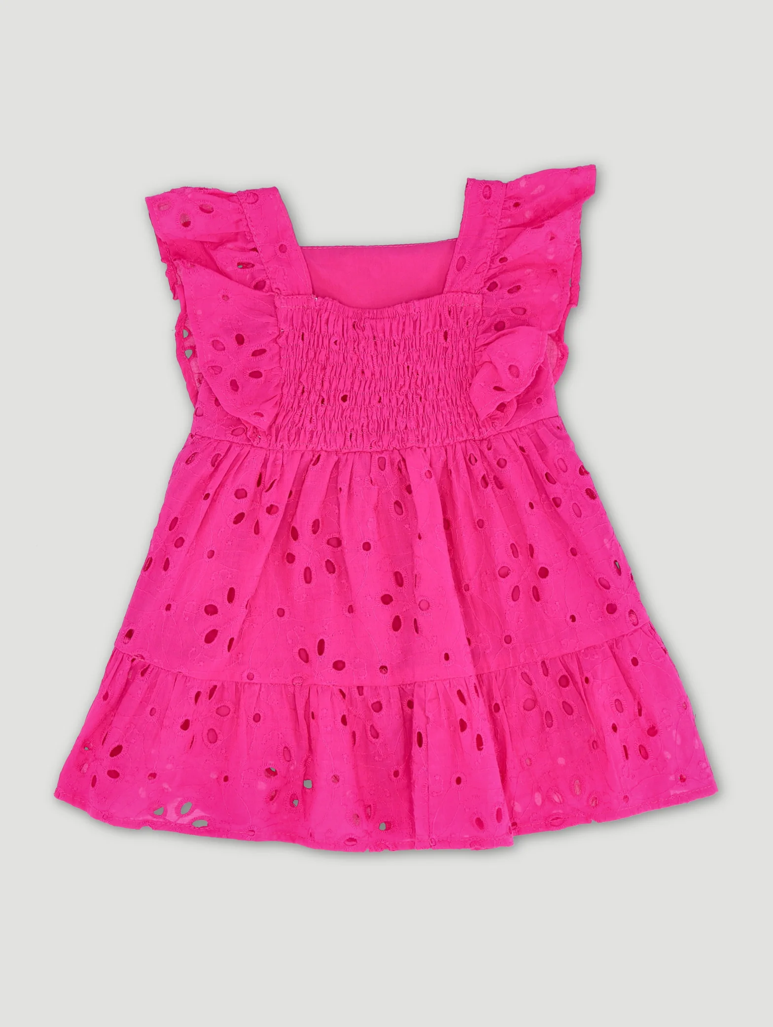 Baby Girls Anglaise Dress - Cerise - Image 2