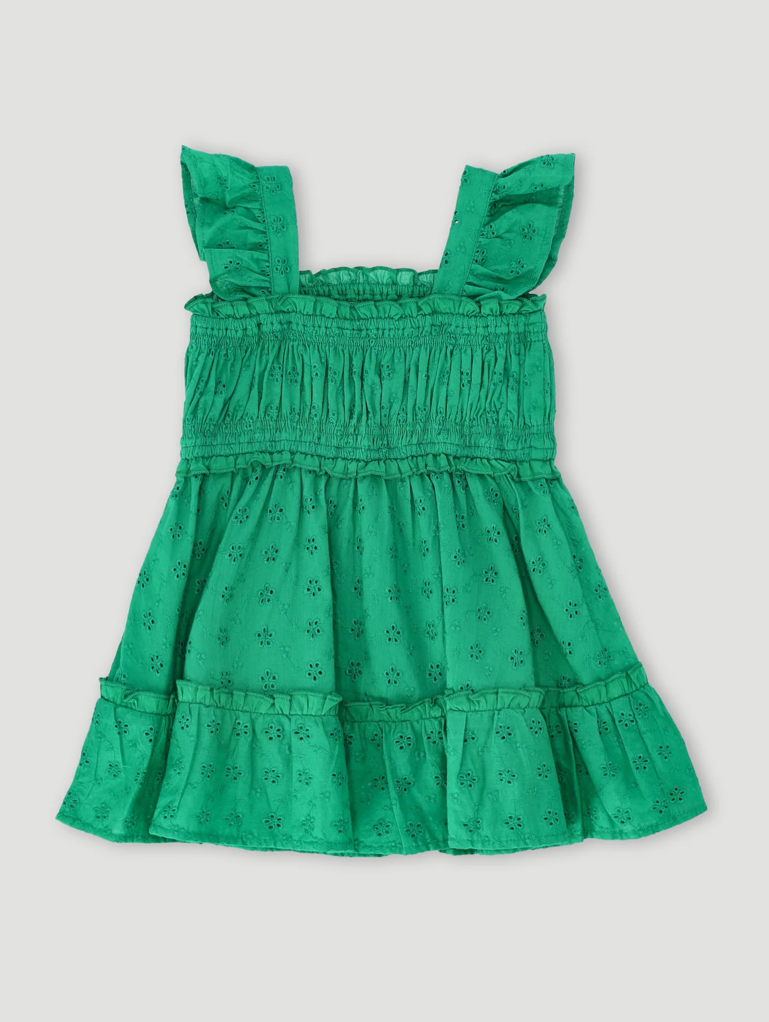 Baby Girls Anglaise Dress - Dark Green - Image 2