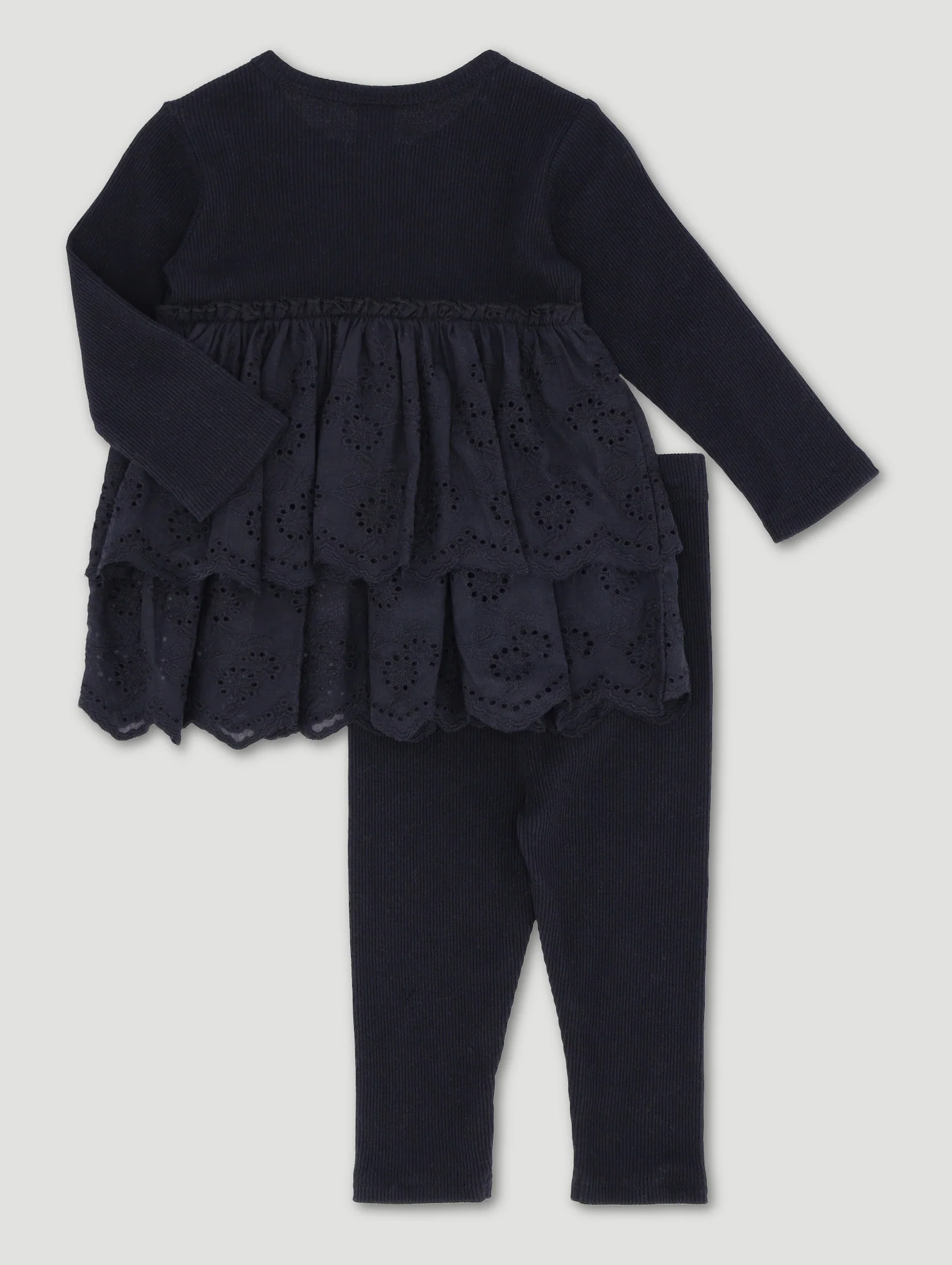 Baby Girls Anglaise Dress With Legging - Black - Image 2