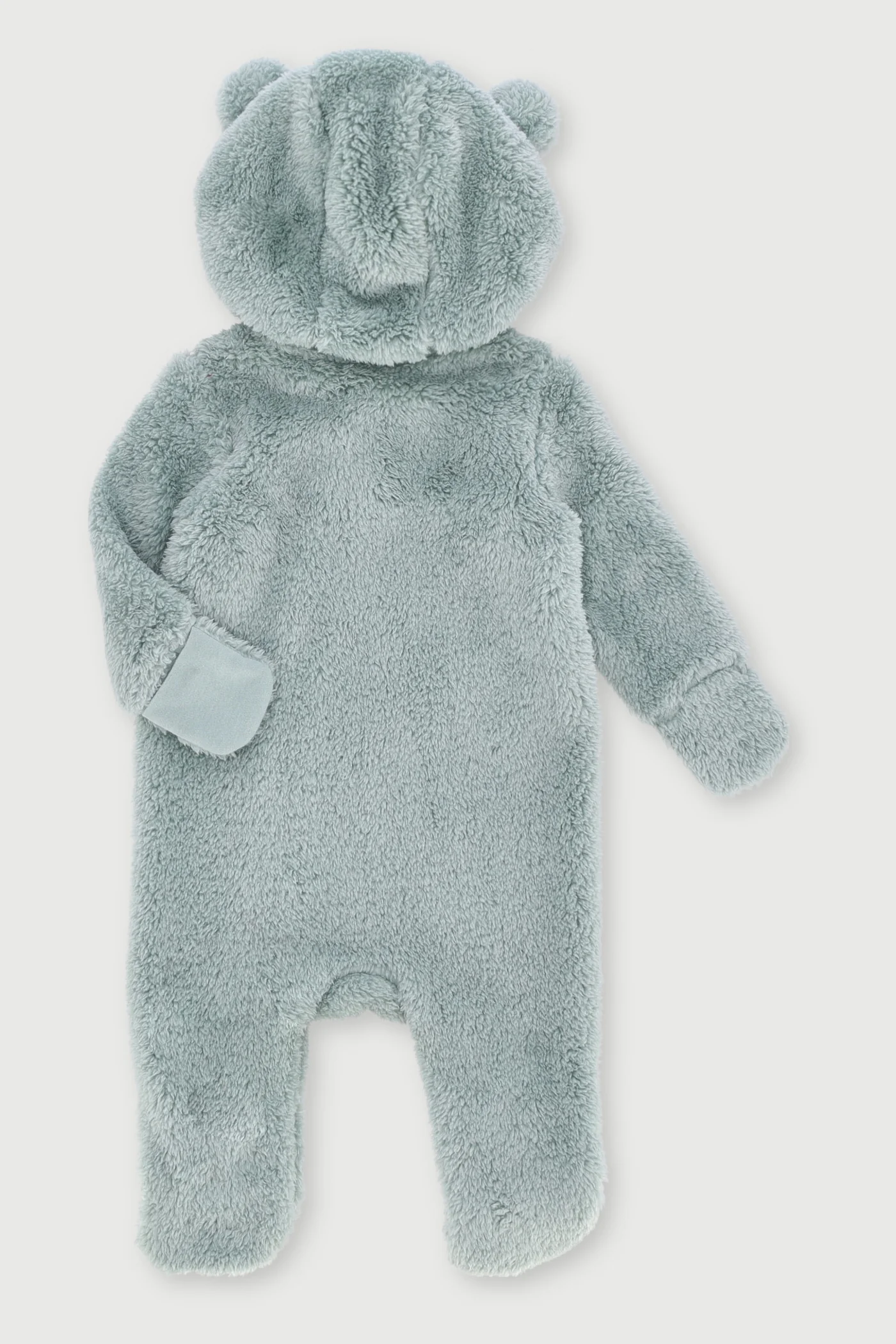 Baby Girls Bear Sherpa Sleepsuit - Sage - Image 2