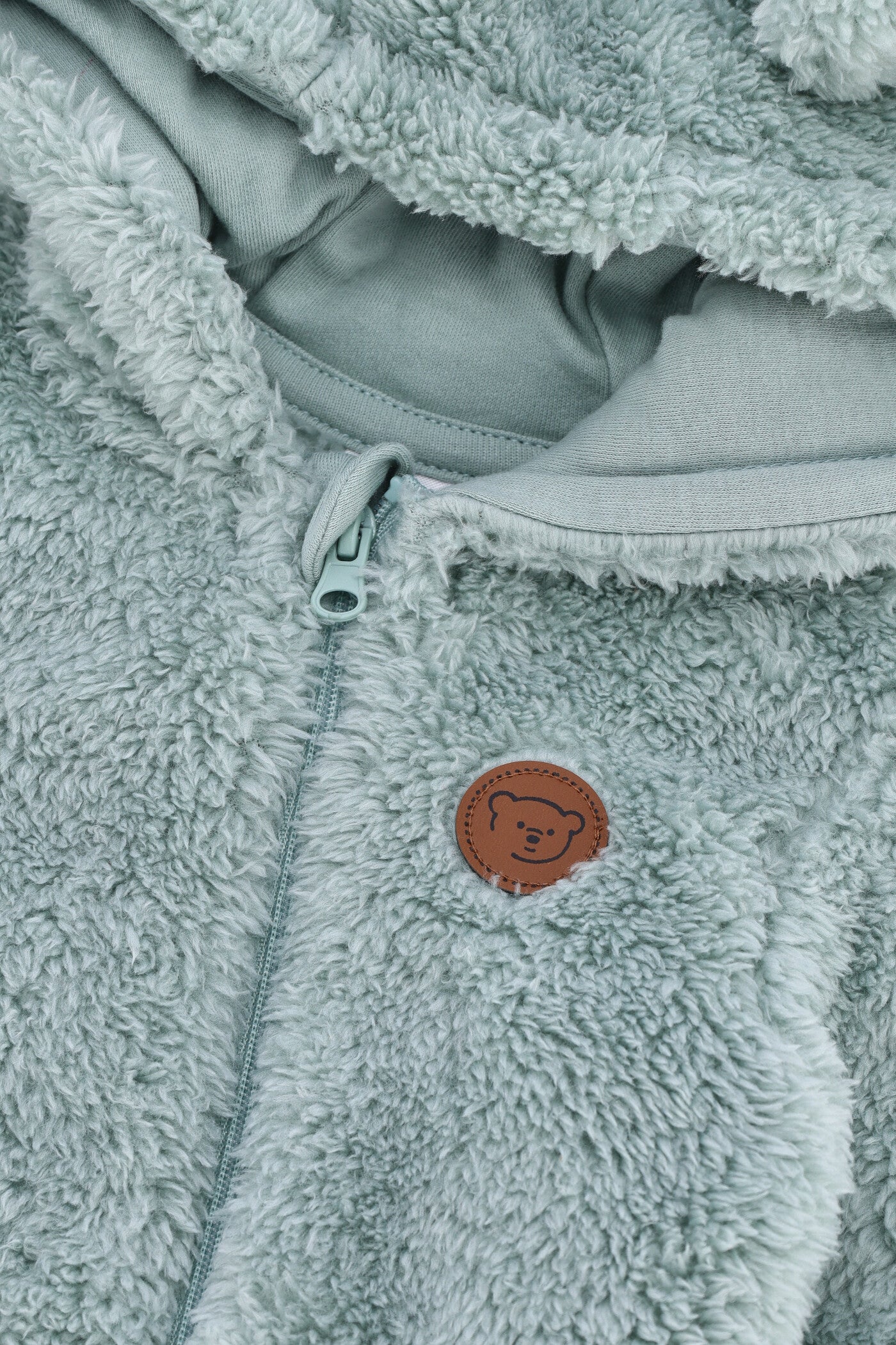 Baby Girls Bear Sherpa Sleepsuit - Sage - Image 3