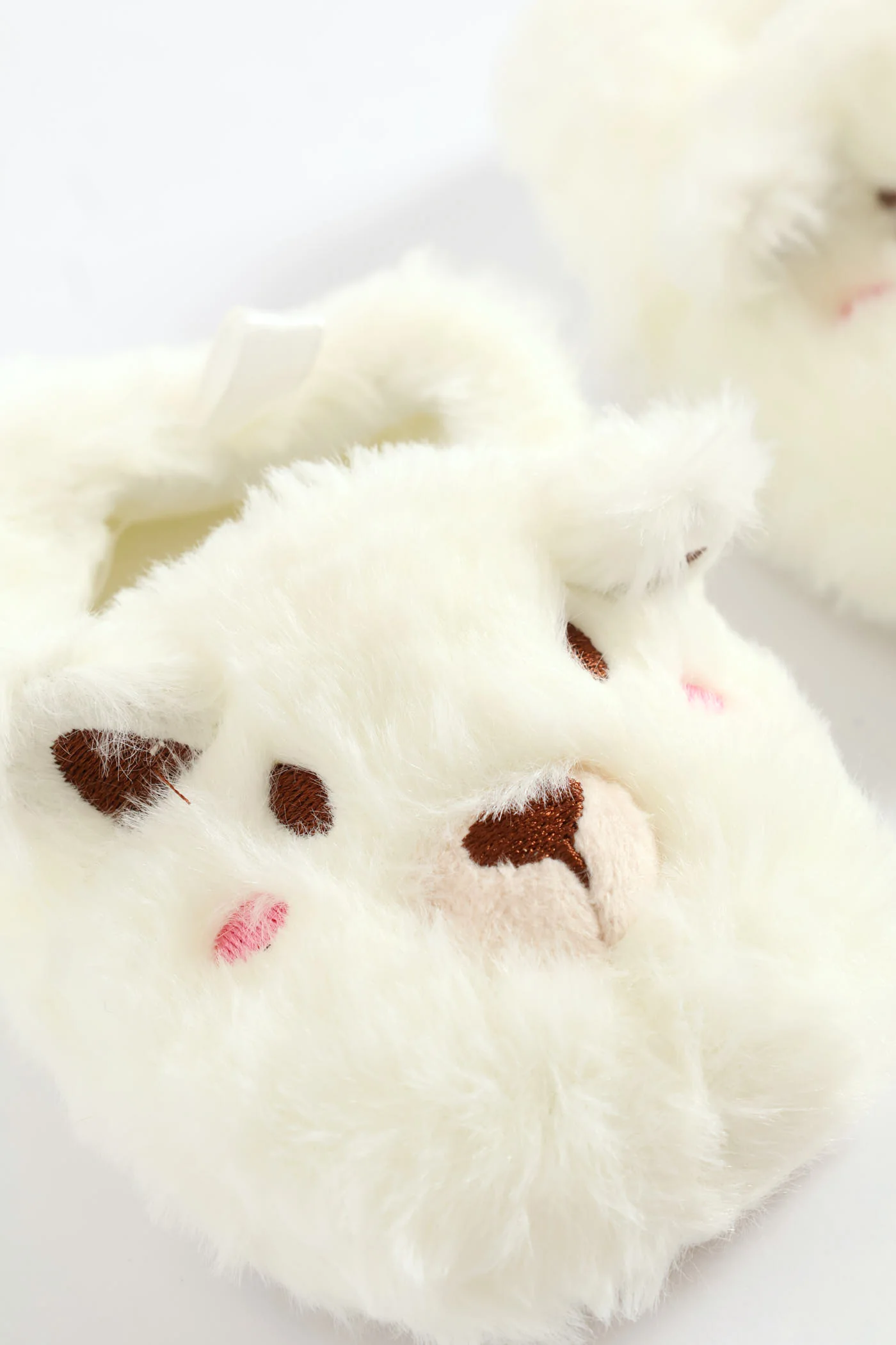 Baby Girls Bear Slipper - White - Image 2
