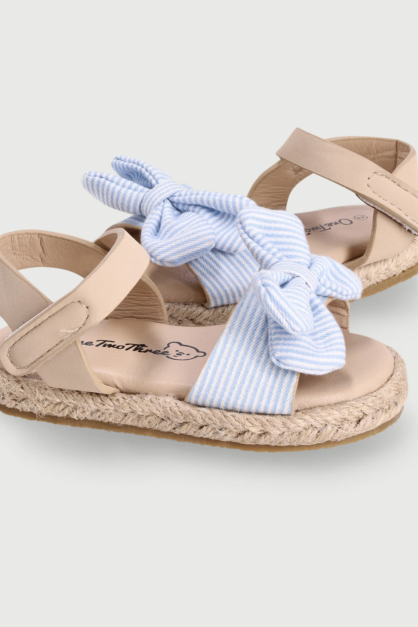 Baby Girls Bow Slingback Espadrille Sandal - White/Blue - Image 2
