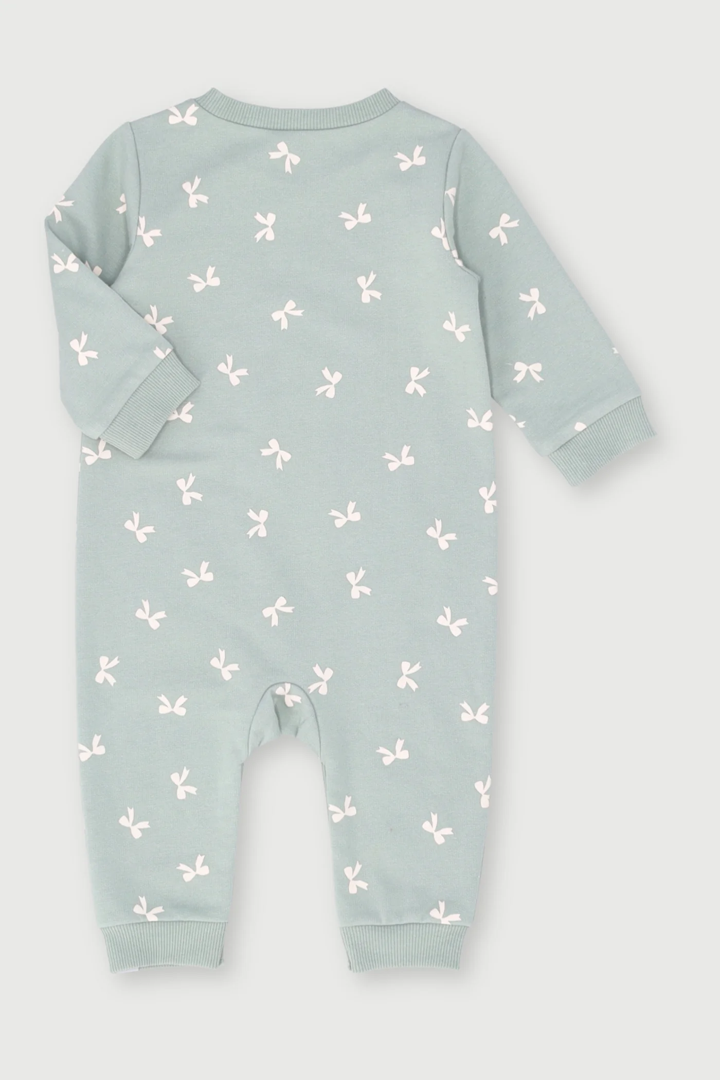 Baby Girls Print Crew Brushed Romper - Sage - Image 2