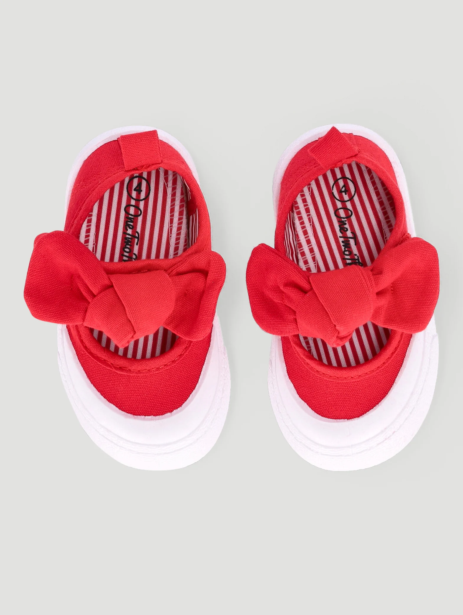 Baby Girls Canvas Bow Pump - Red - Image 2