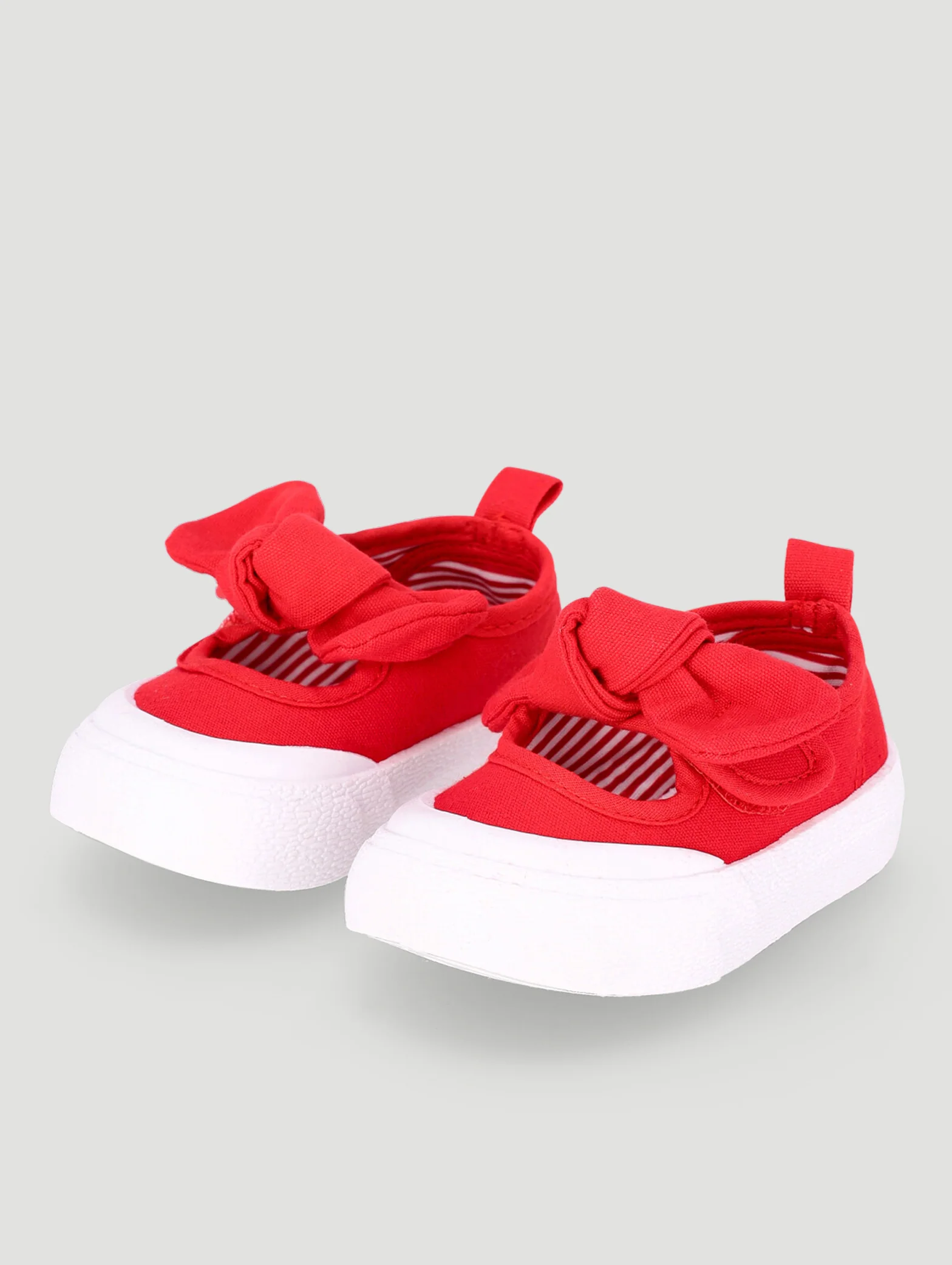 Baby Girls Canvas Bow Pump - Red - Image 3