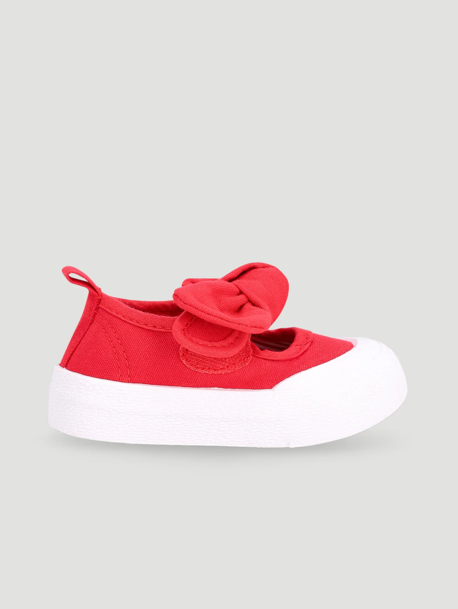 Baby Girls Canvas Bow Pump - Red - Image 4
