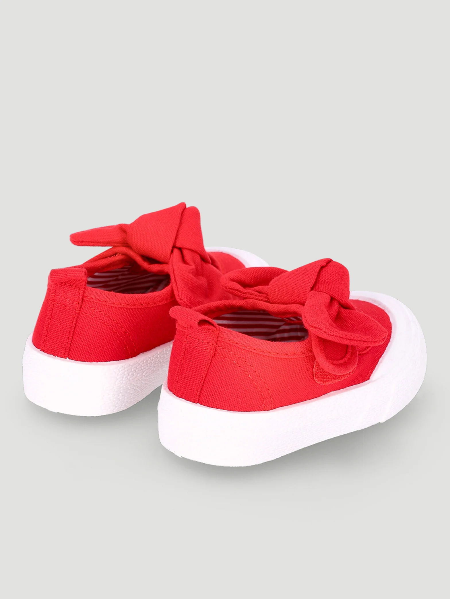 Baby Girls Canvas Bow Pump - Red - Image 5