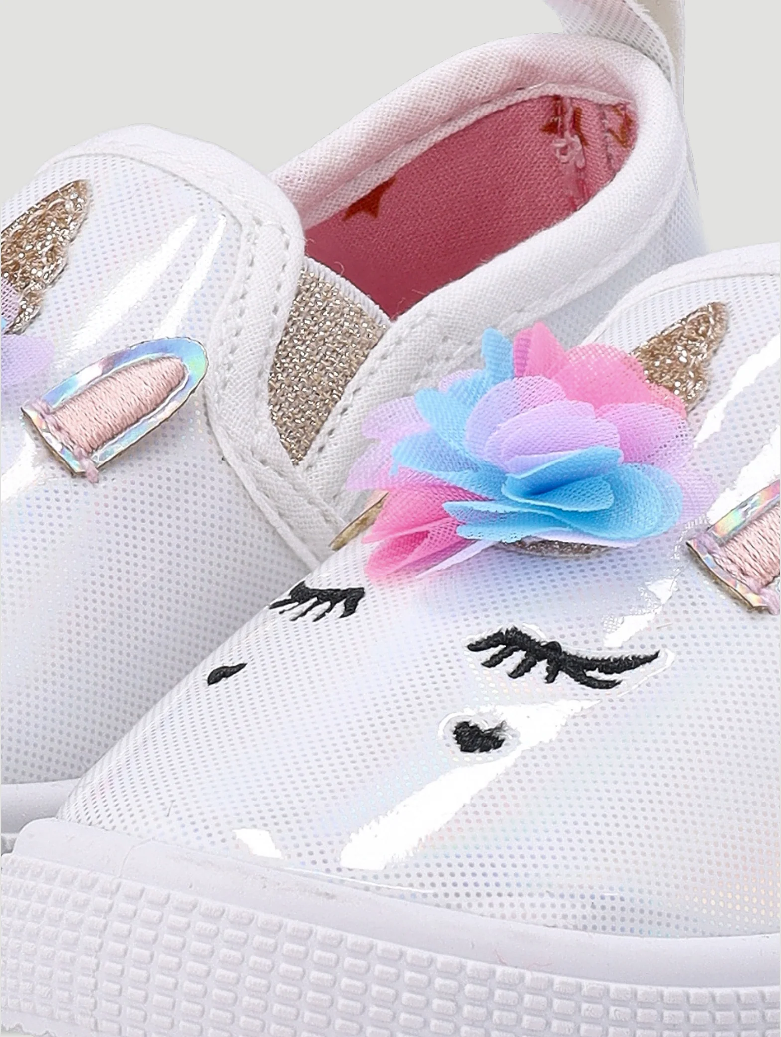 Baby Girls Canvas Unicorn Slip On - White - Image 2