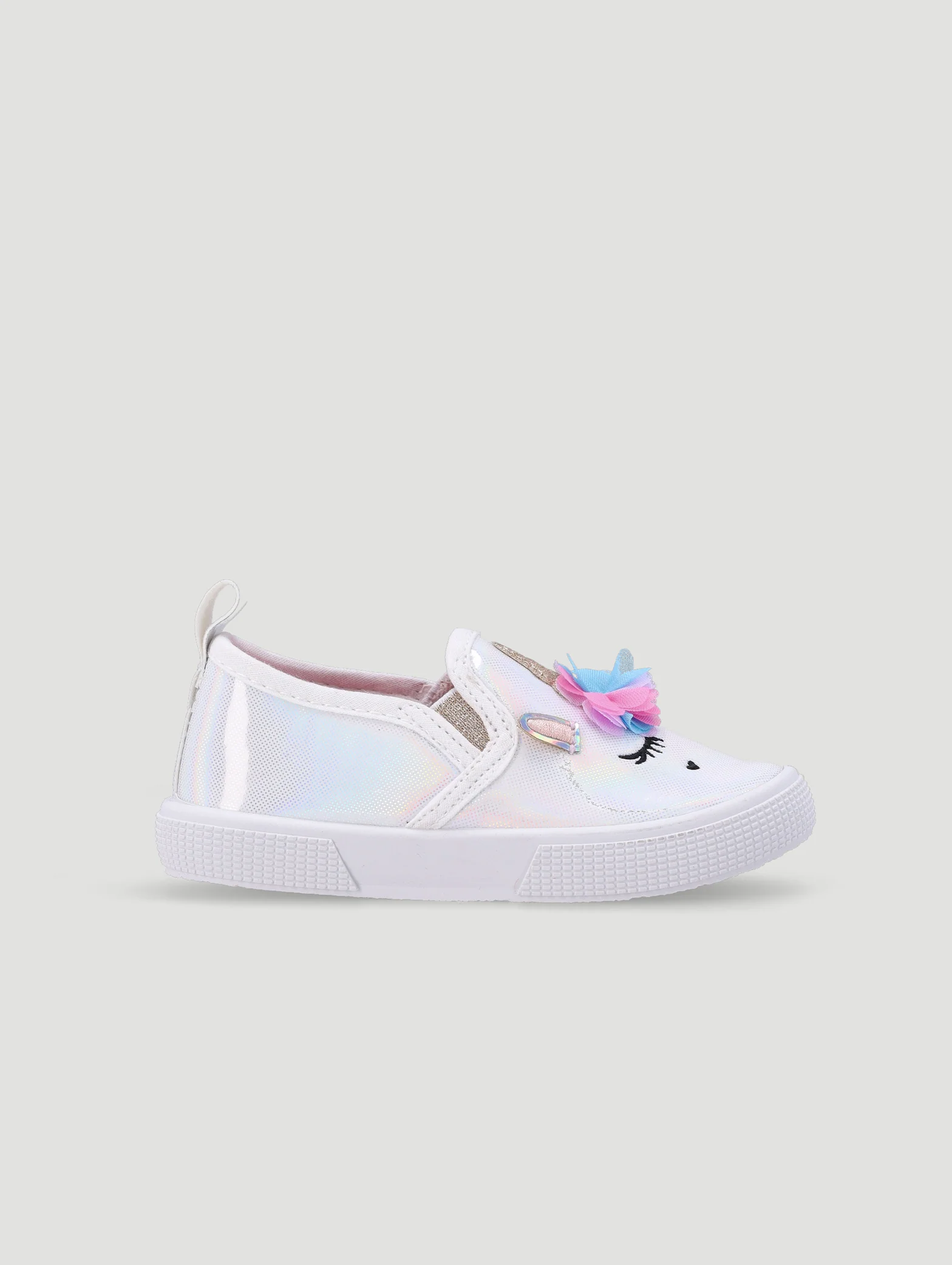 Baby Girls Canvas Unicorn Slip On - White - Image 4