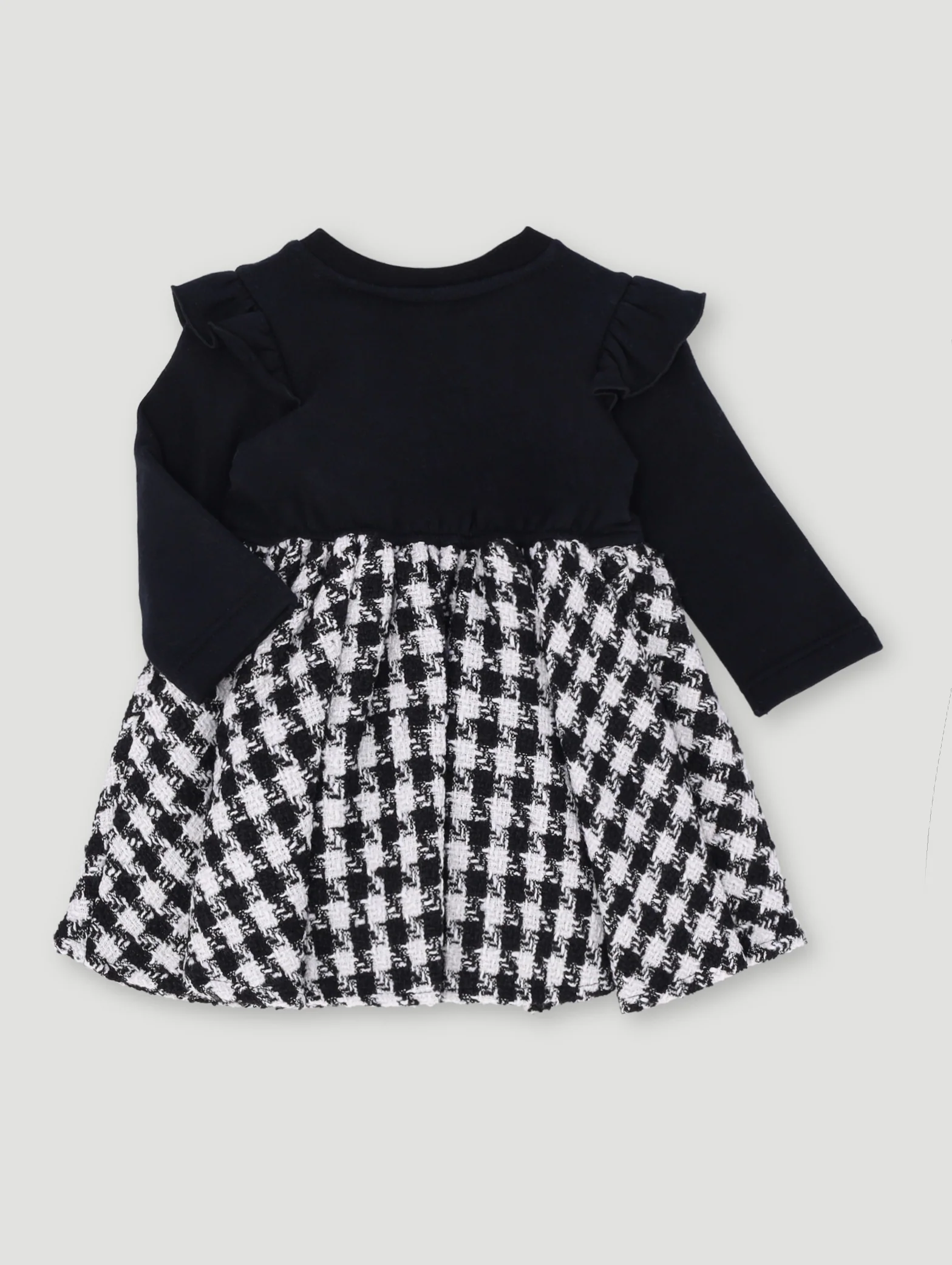 Baby Girls Check Dress With Bow - Black/White - Image 2