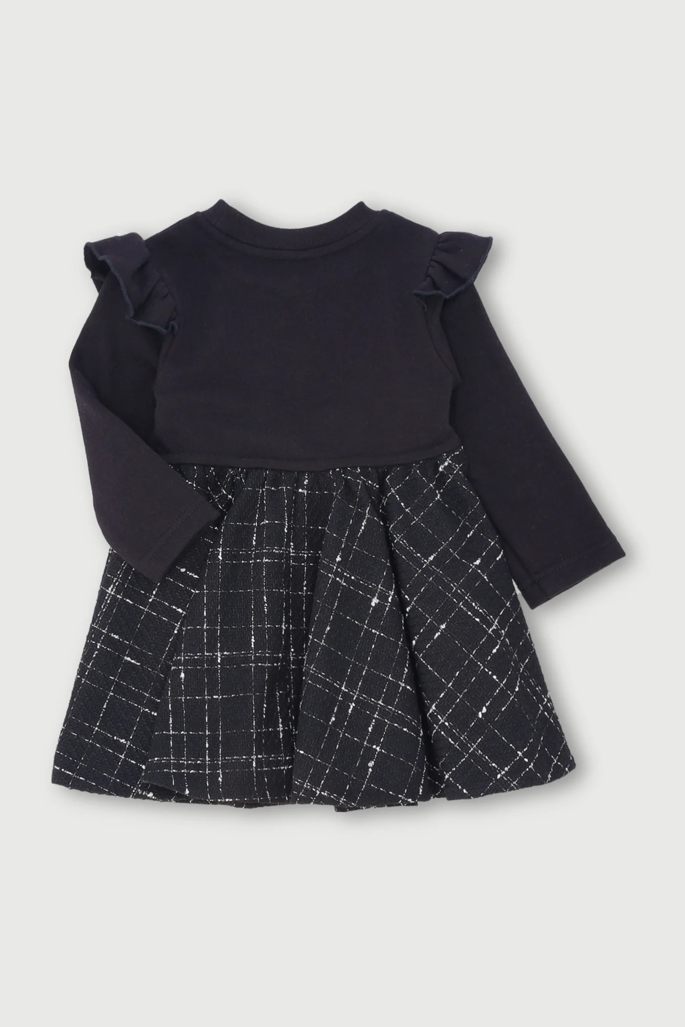 Baby Girls Check With Bow Combo Dress - Black/White - Image 2