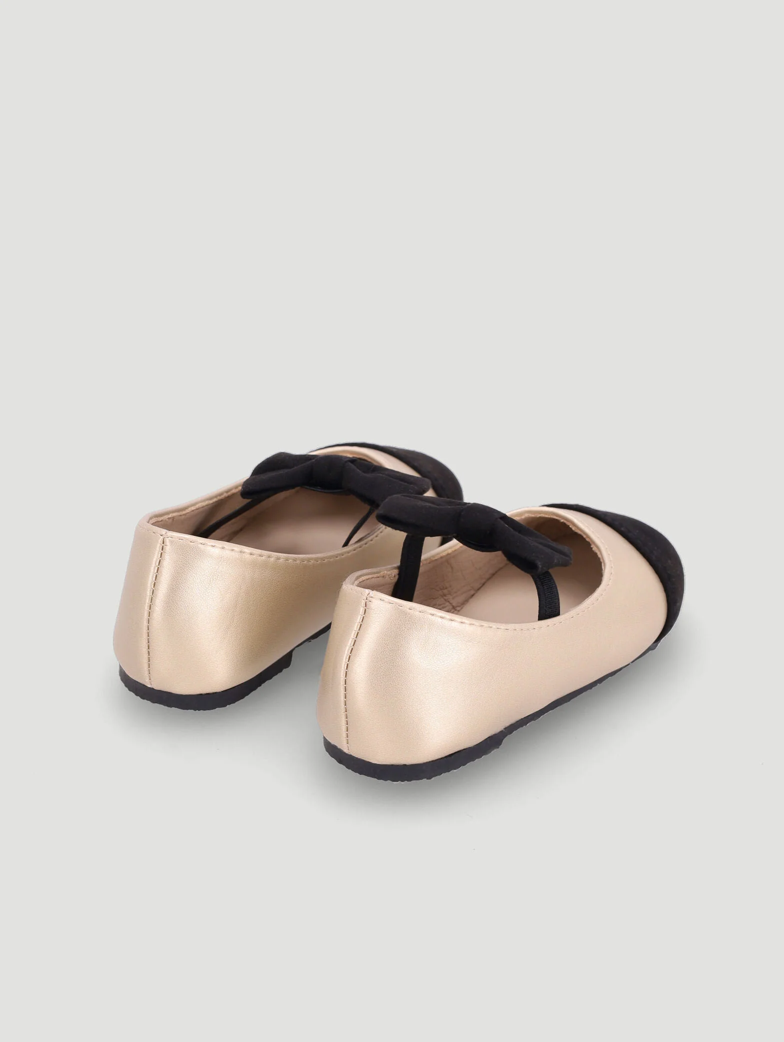 Baby Girls Colourblock Bow Pump - Black/Gold - Image 2