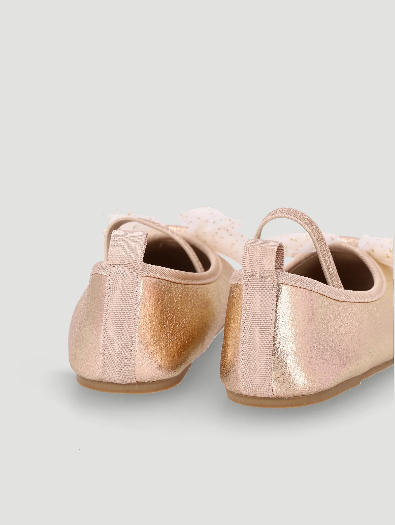 Baby Girls Crinkled Metallic Tulle Bow Pump - Gold - Image 4