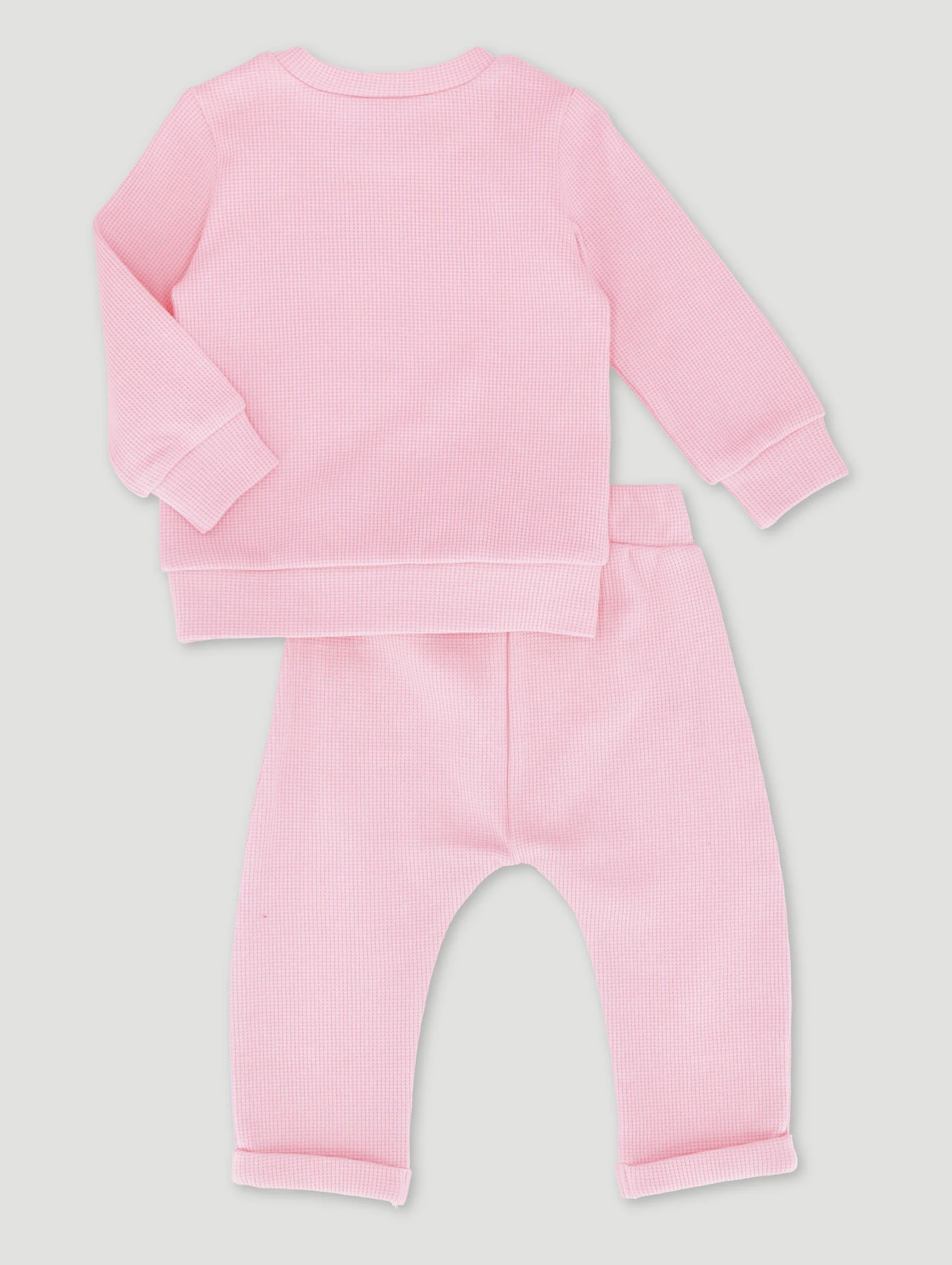 Baby Girls Cute Waffle Set - Dusty Pink - Image 2