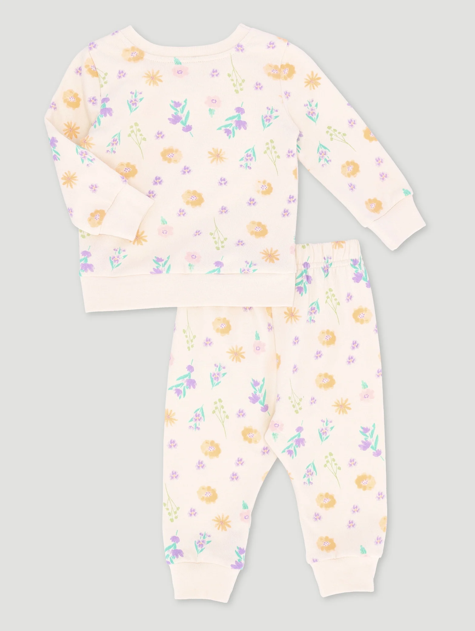 Baby Girls Dainty Flower Fleece Set - Cream - Image 2