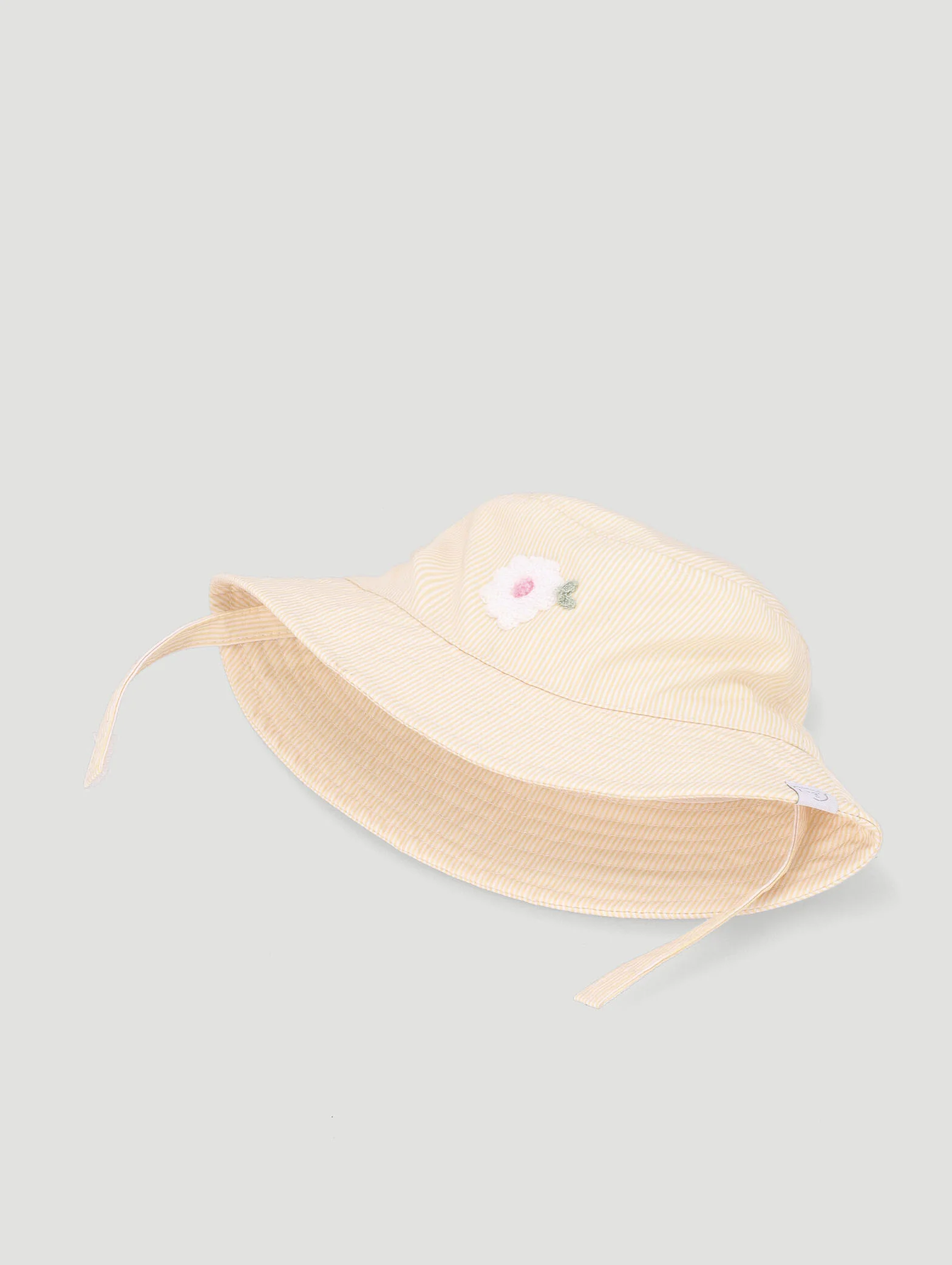 Baby Girls Daisy Applique Novelty Twill Bucket Hat - Yellow - Image 2