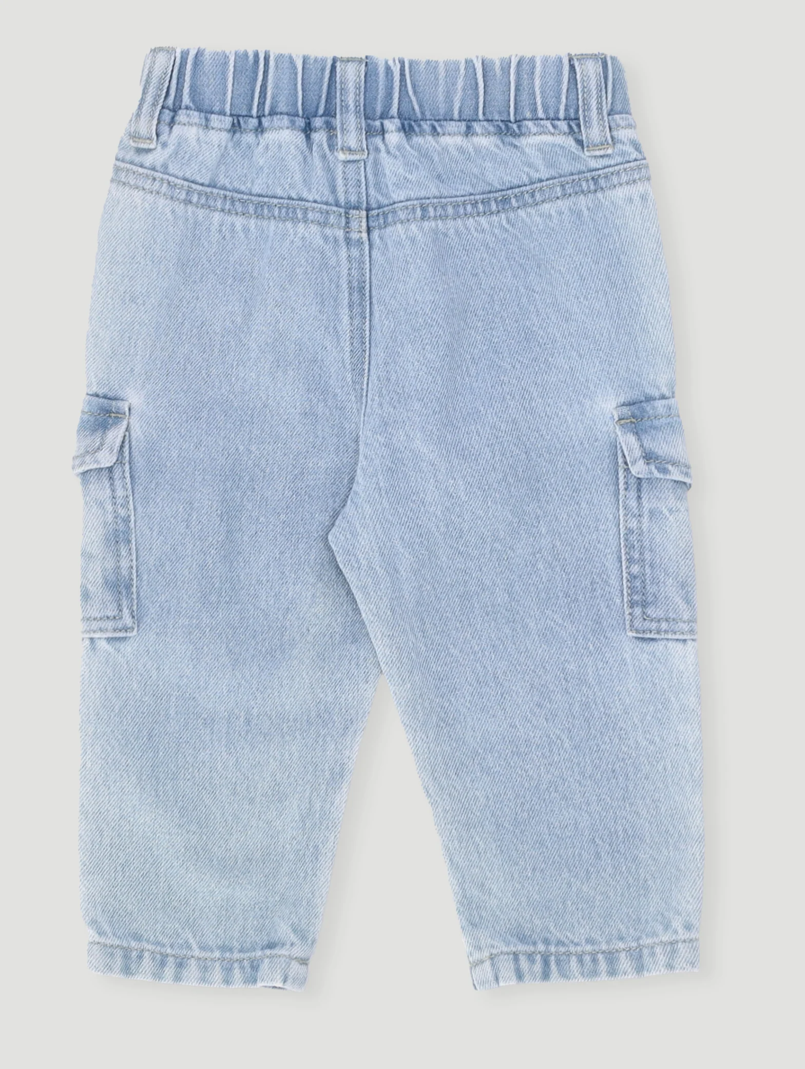 Baby Girls Denim Cargo Pants - Mid Blue - Image 2