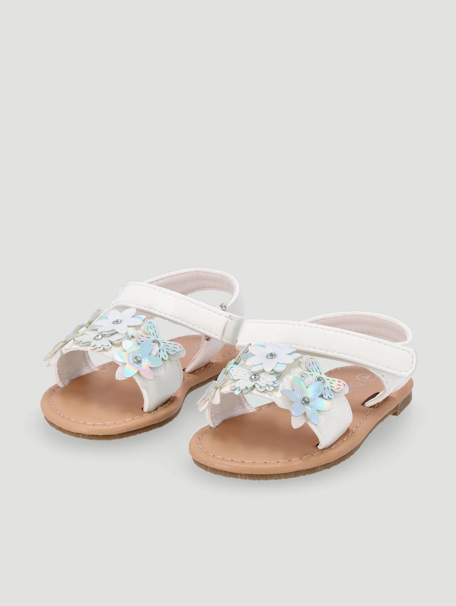 Baby Girls Diamante Detail Daisy Sandal - White - Image 3