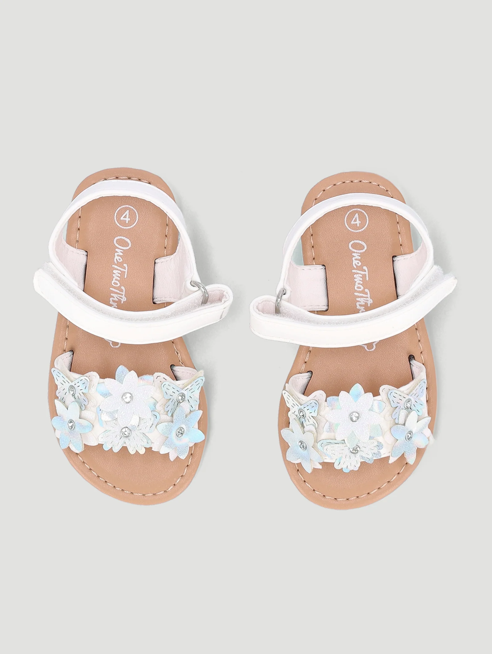 Baby Girls Diamante Detail Daisy Sandal - White - Image 4